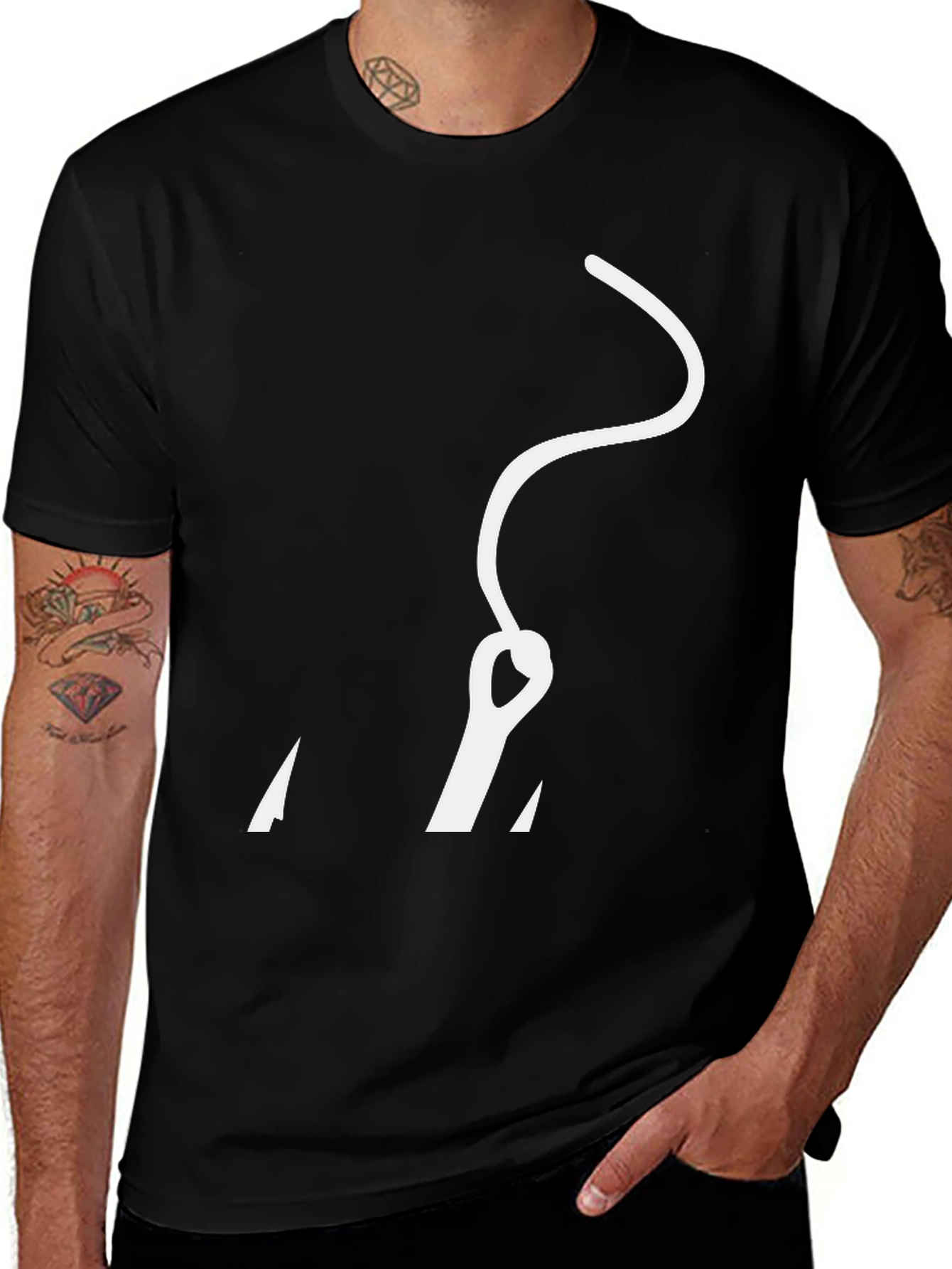 Variant 18 of Black T-Shirt with Needle Design