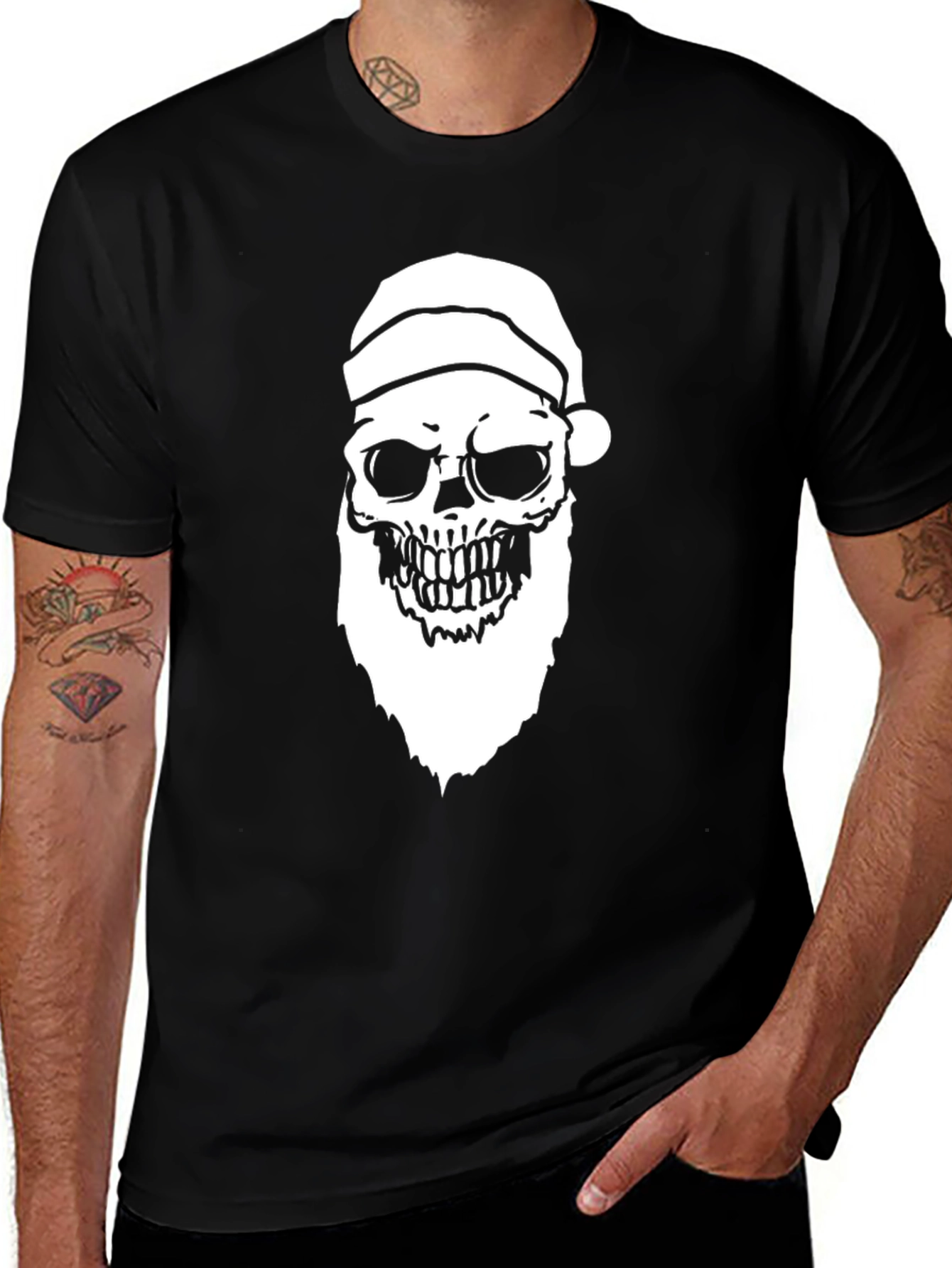 Variant 2 of Santa Skull Graphic Tee - Holiday Humor