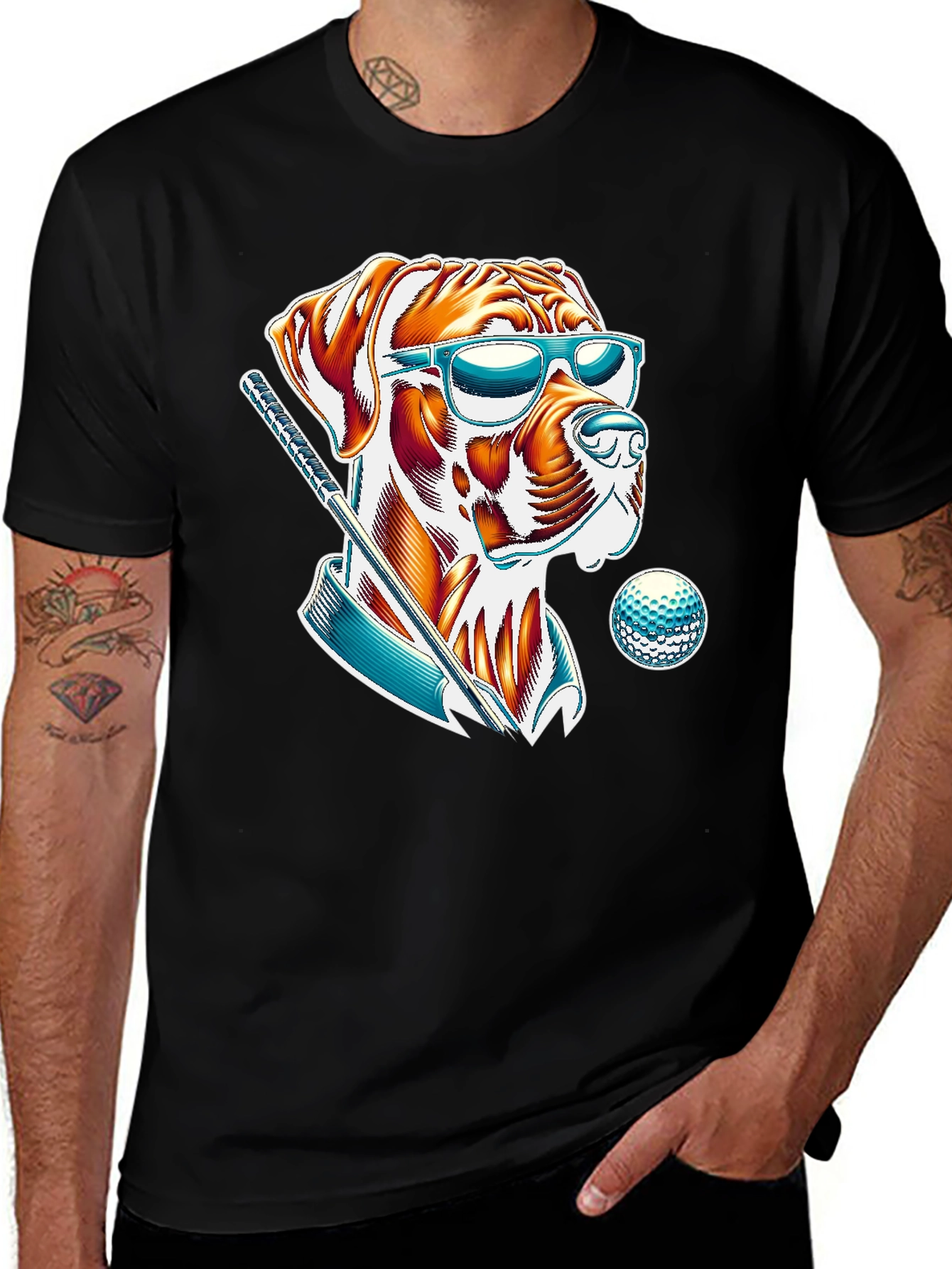 Variant 23 of Cool Dog Golfer T-Shirt - Trendy Graphic Tee