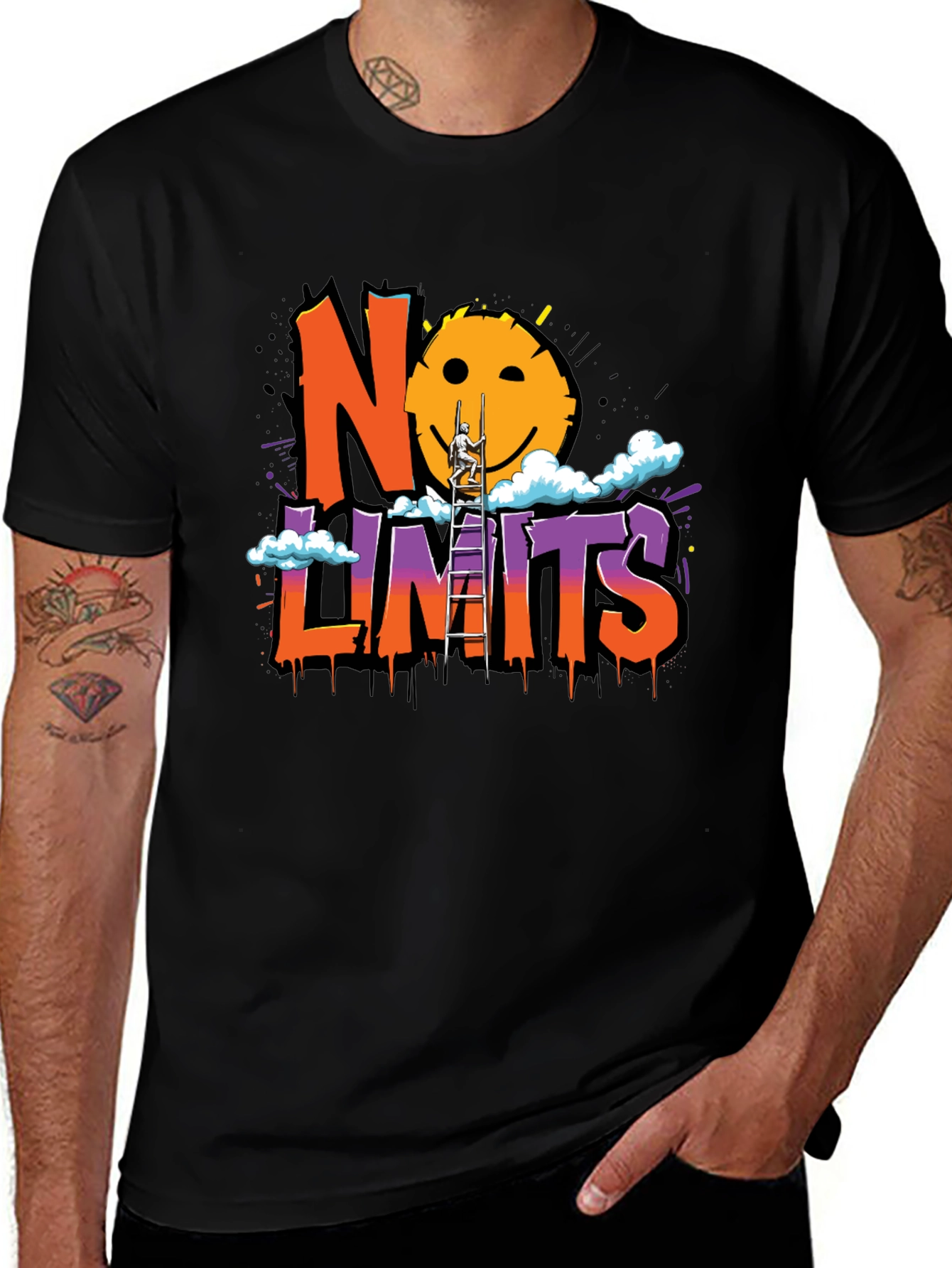 Variant 10 of No Limits Graphic Print Black T-Shirt