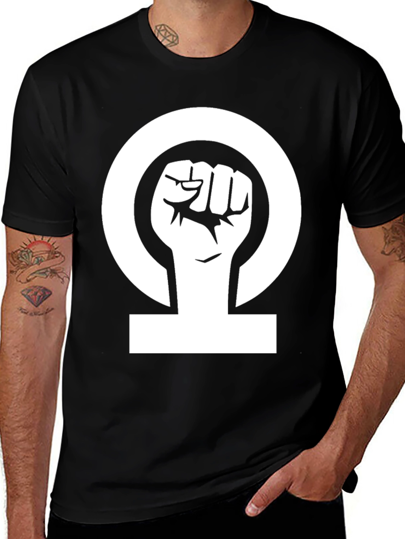 Variant 11 of Feminist Fist T-Shirt - Black Cotton Graphic Tee