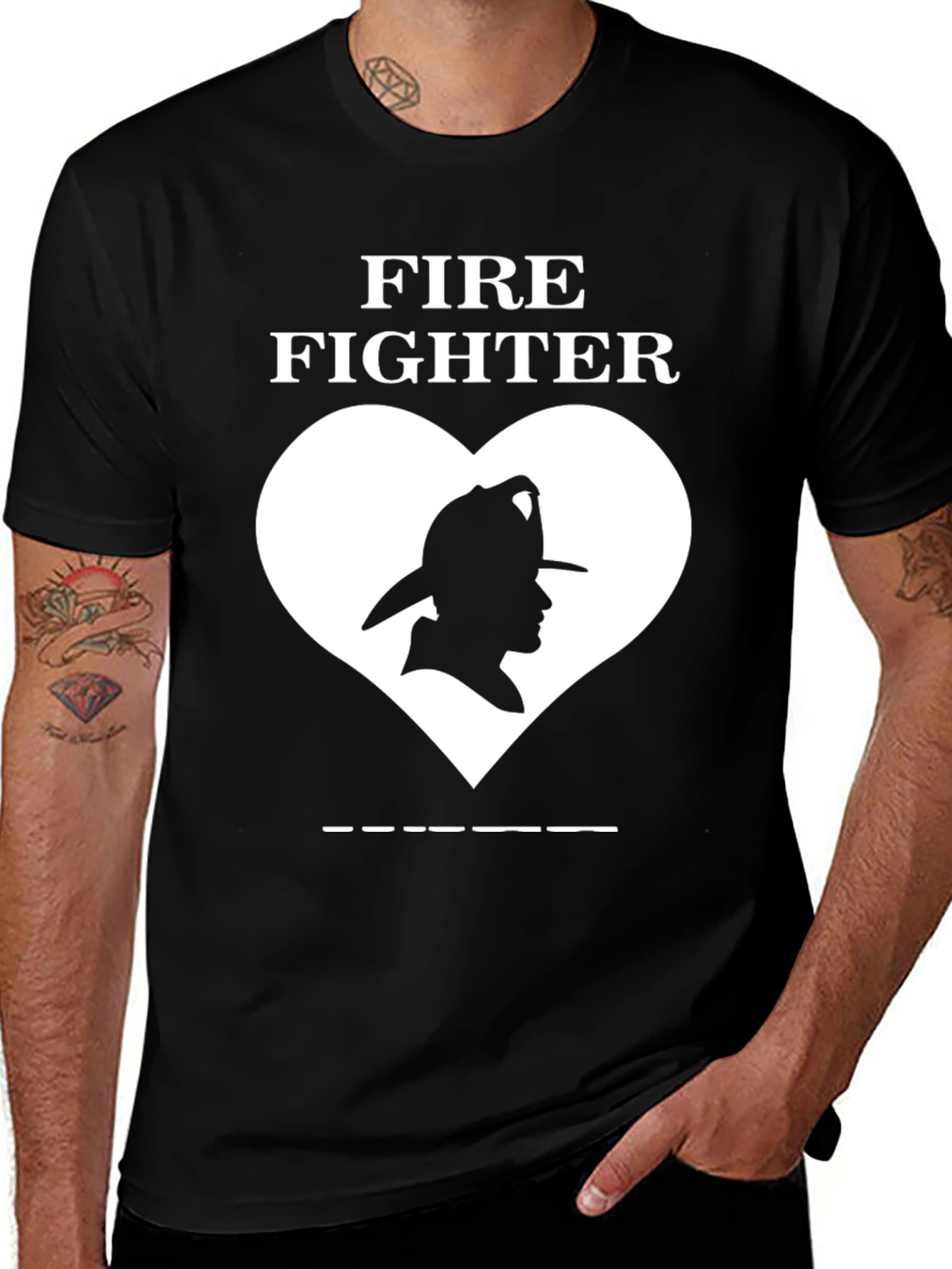 Variant 30 of Firefighter Love T-Shirt - Black Graphic Tee