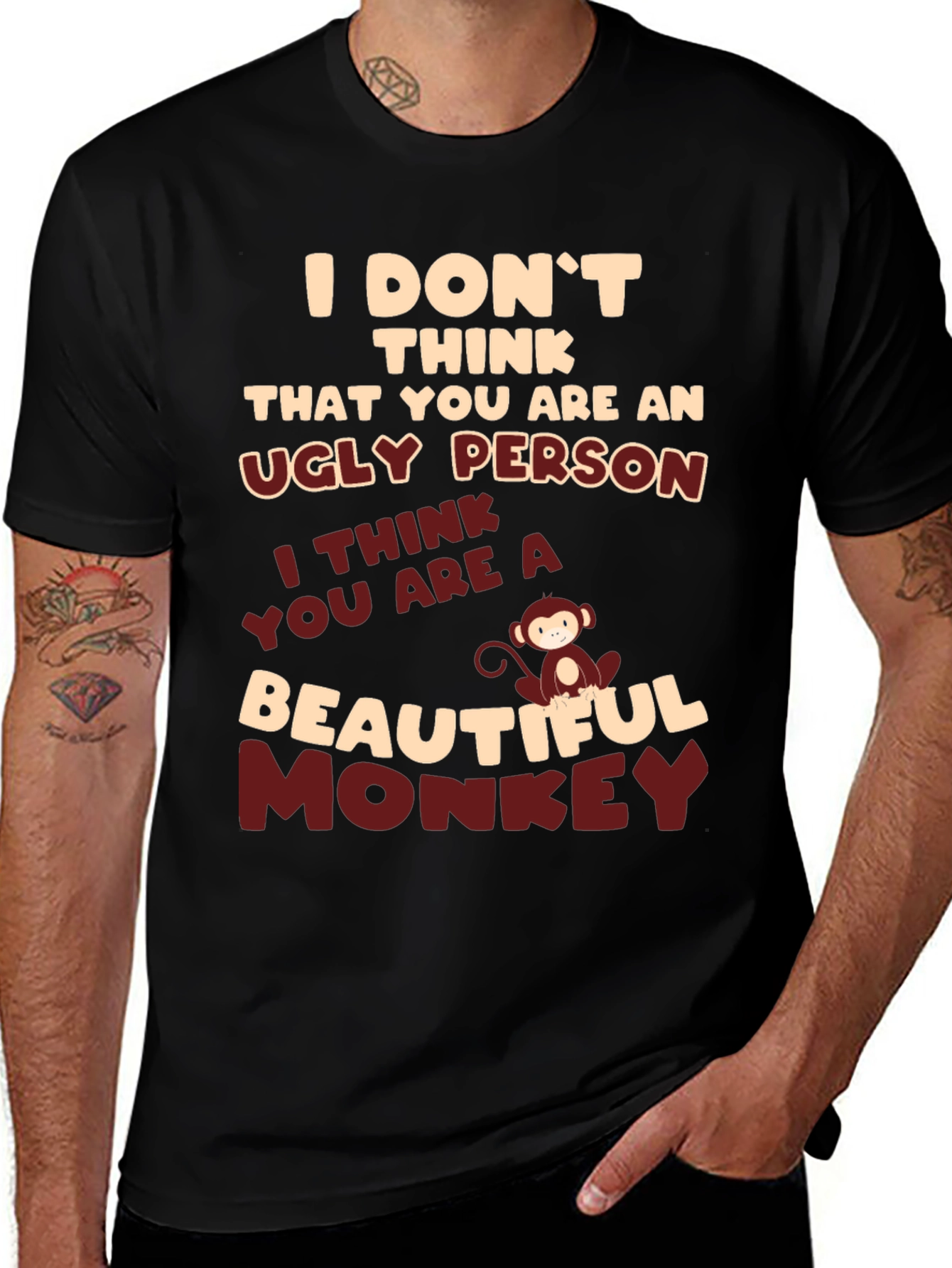 Variant 18 of Funny Monkey T-Shirt: Ugly Person, Beautiful Monkey Tee