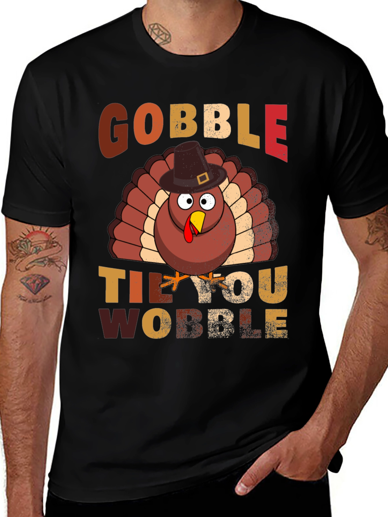 Gobble Til You Wobble Thanksgiving Turkey T-Shirt