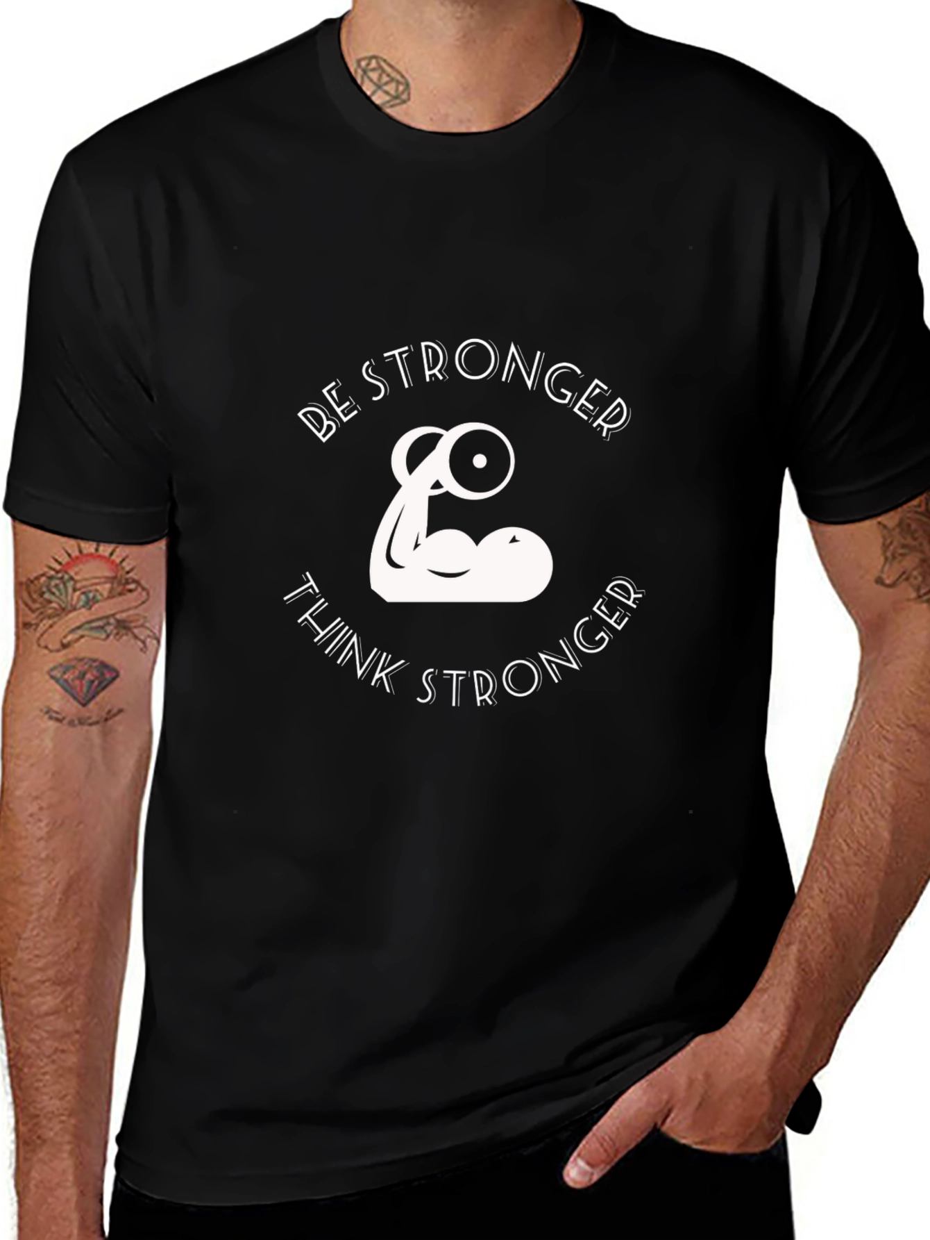 Variant 2 of Be Stronger Graphic Print Black T-Shirt
