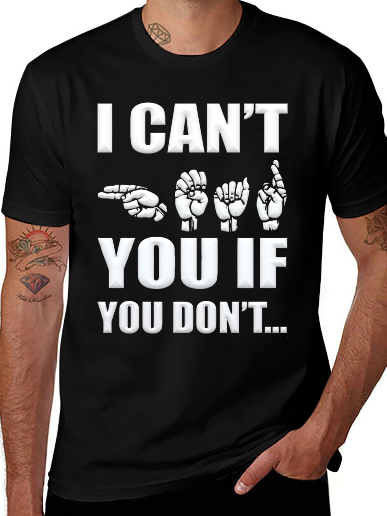 Variant 11 of ASL "I Can't Hear You" Graphic T-Shirt