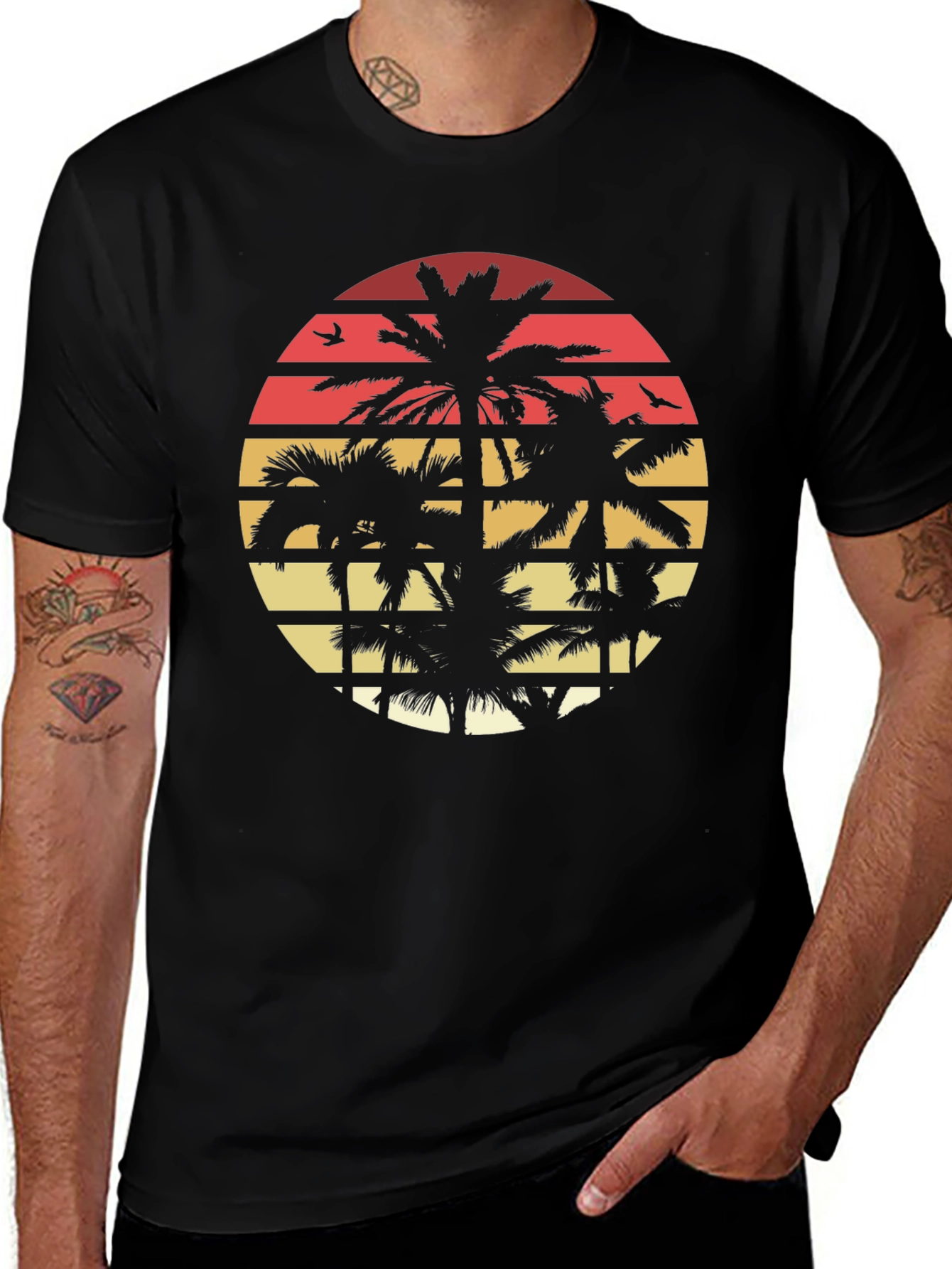 Variant 10 of Retro Sunset Palm Tree Graphic Tee