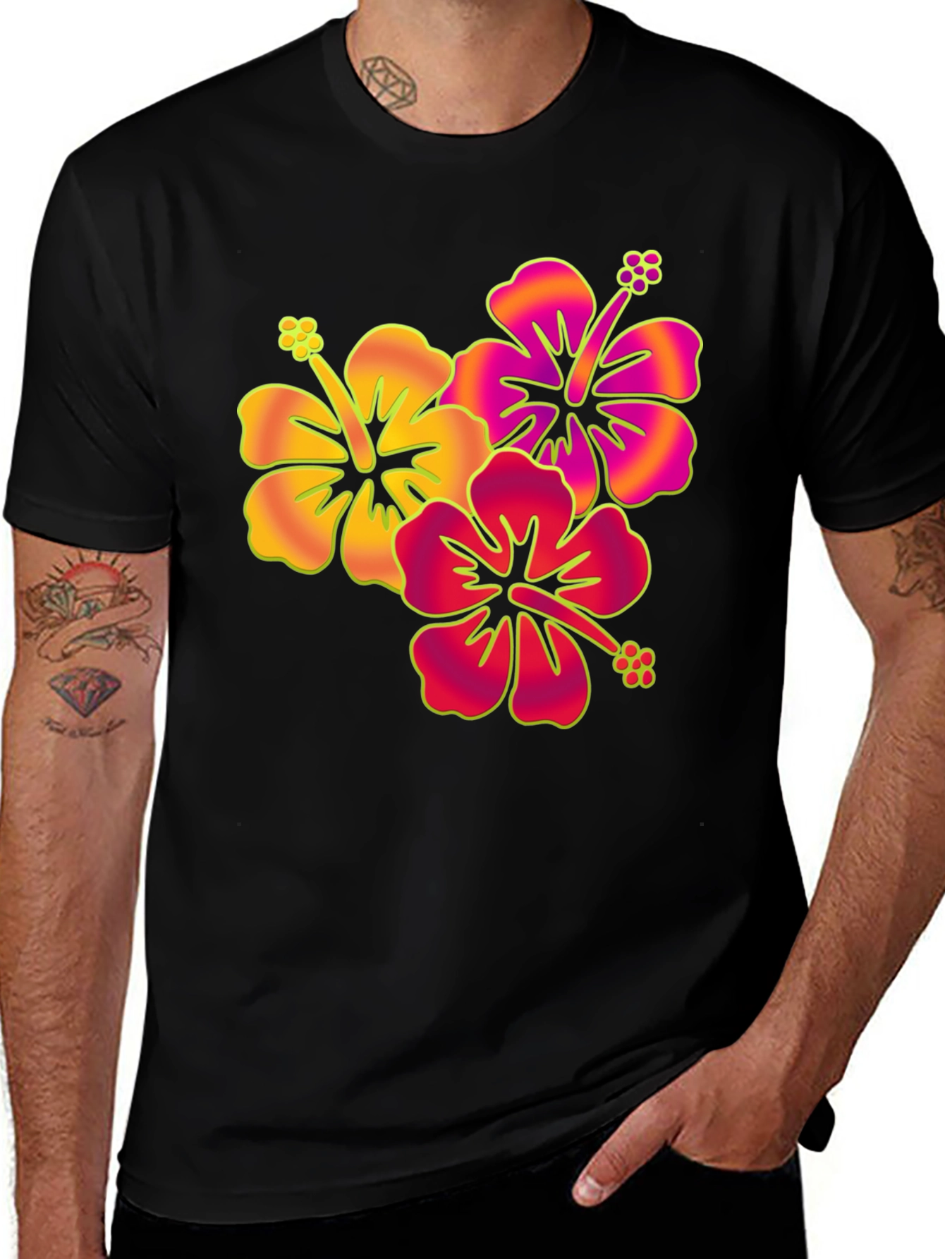 Tropical Hibiscus T-Shirt - Bold Floral Design