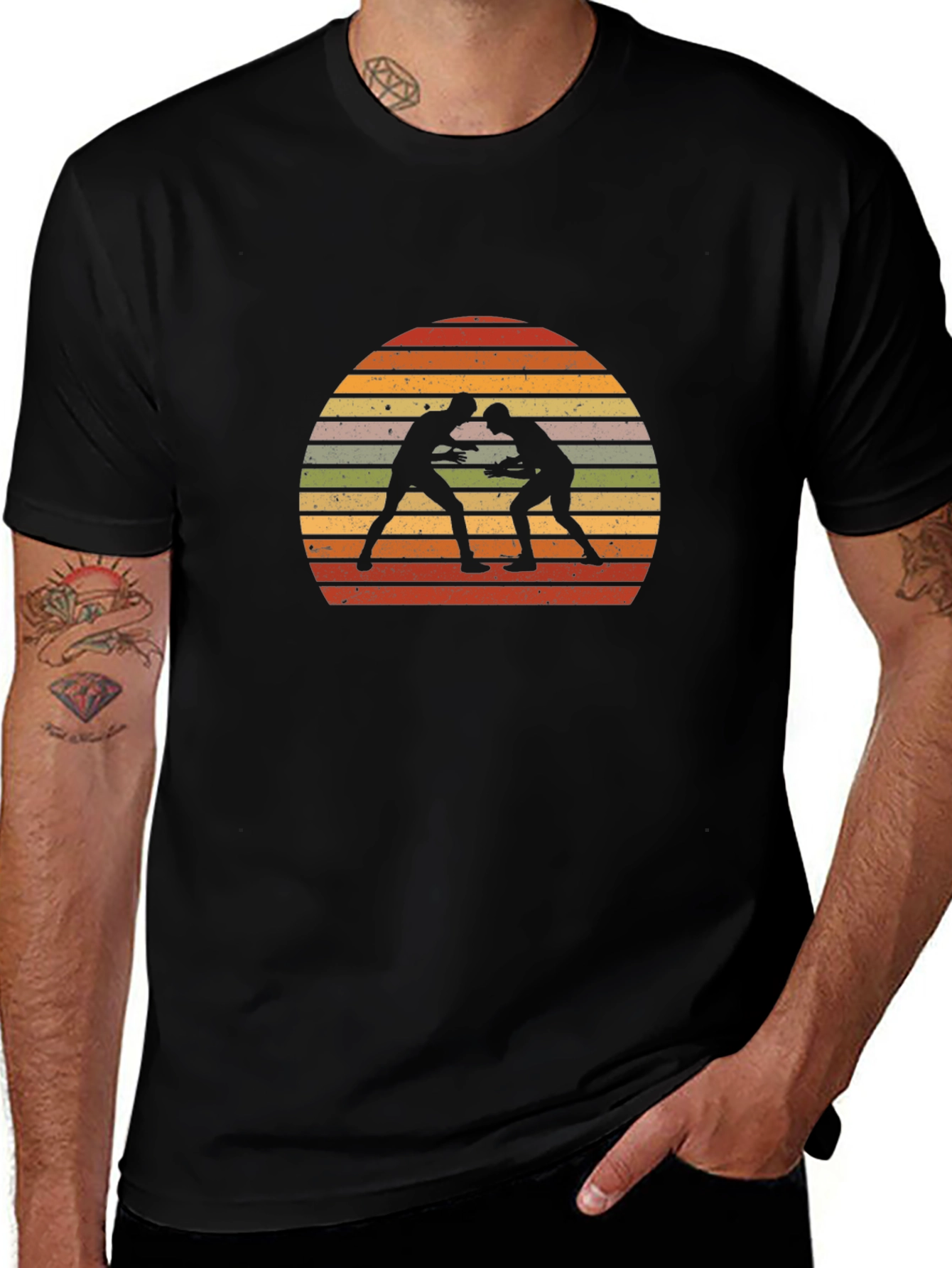 Variant 4 of Retro Wrestling Sunset Graphic T-Shirt