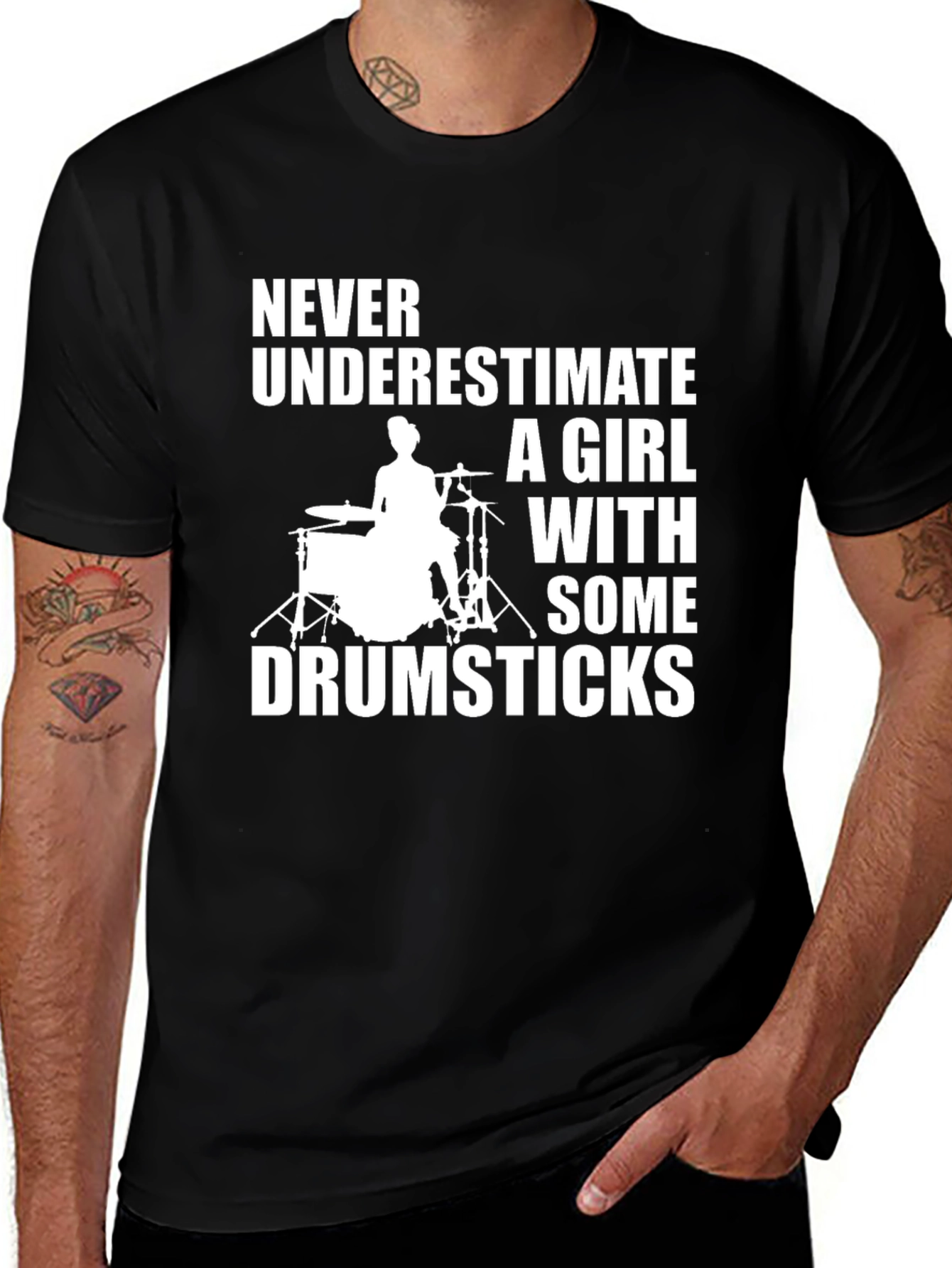Variant 29 of Girl Drummer T-Shirt - Never Underestimate