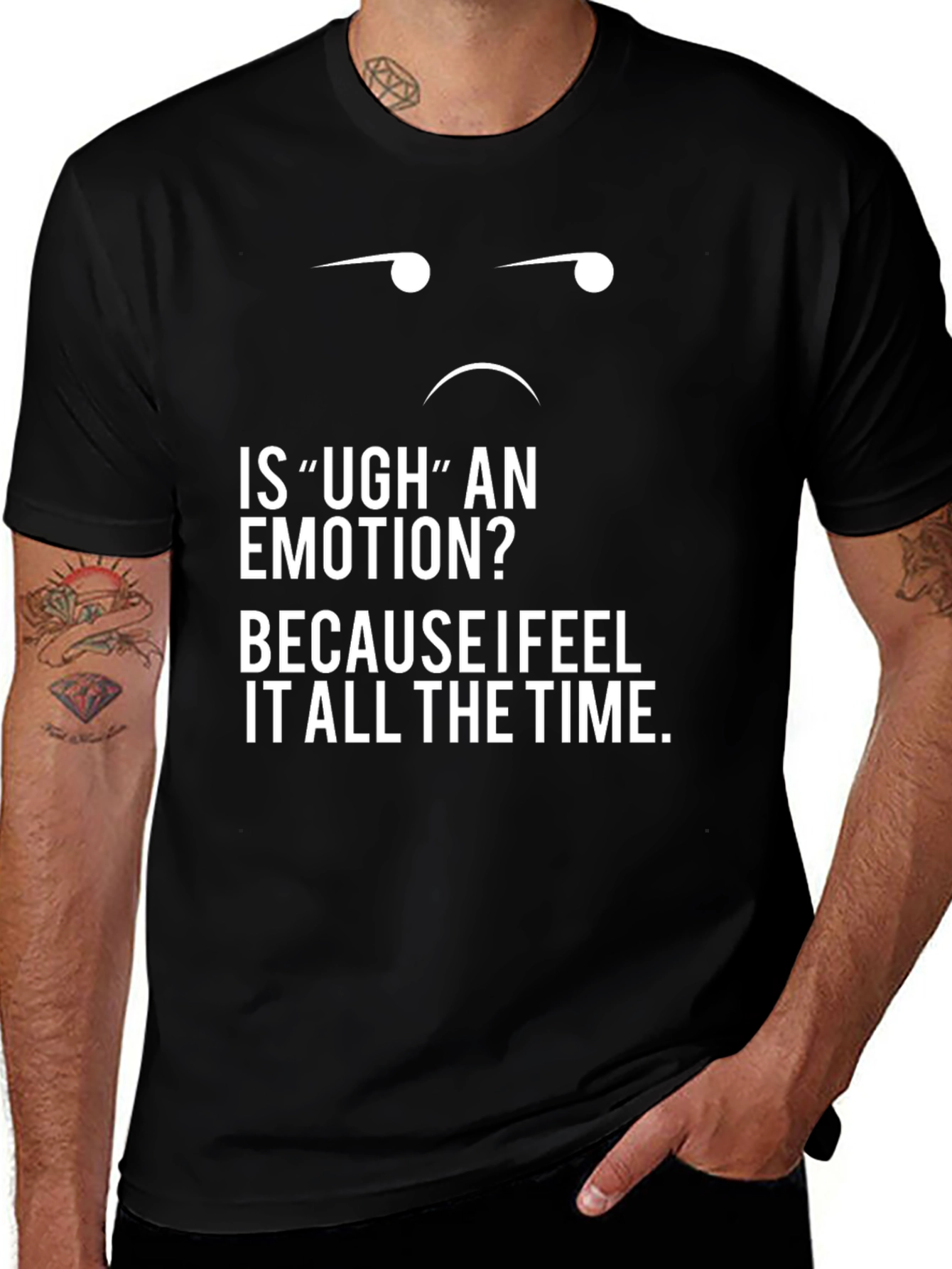 Variant 27 of Ugh Emotion Graphic Tee - Black Casual T-Shirt
