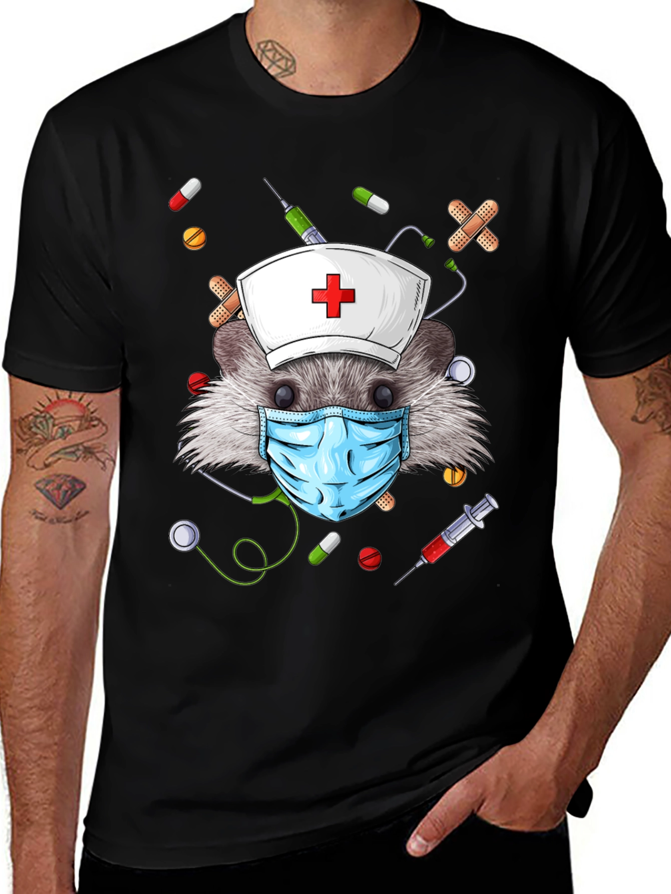 Variant 16 of Hedgehog Nurse T-Shirt - Funny Animal Tee