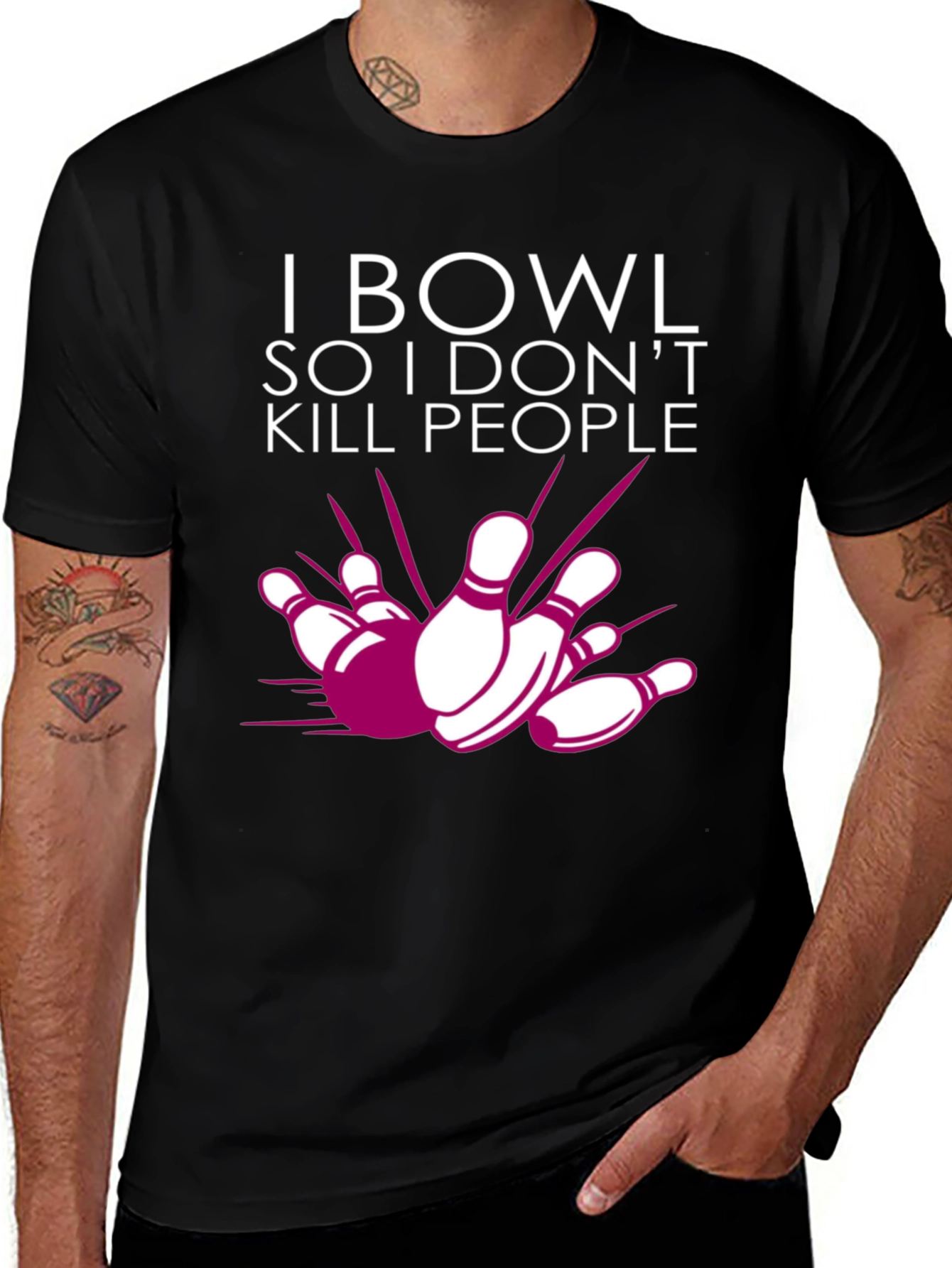 Black I Bowl So I Don't Kill People Graphic Tee main image