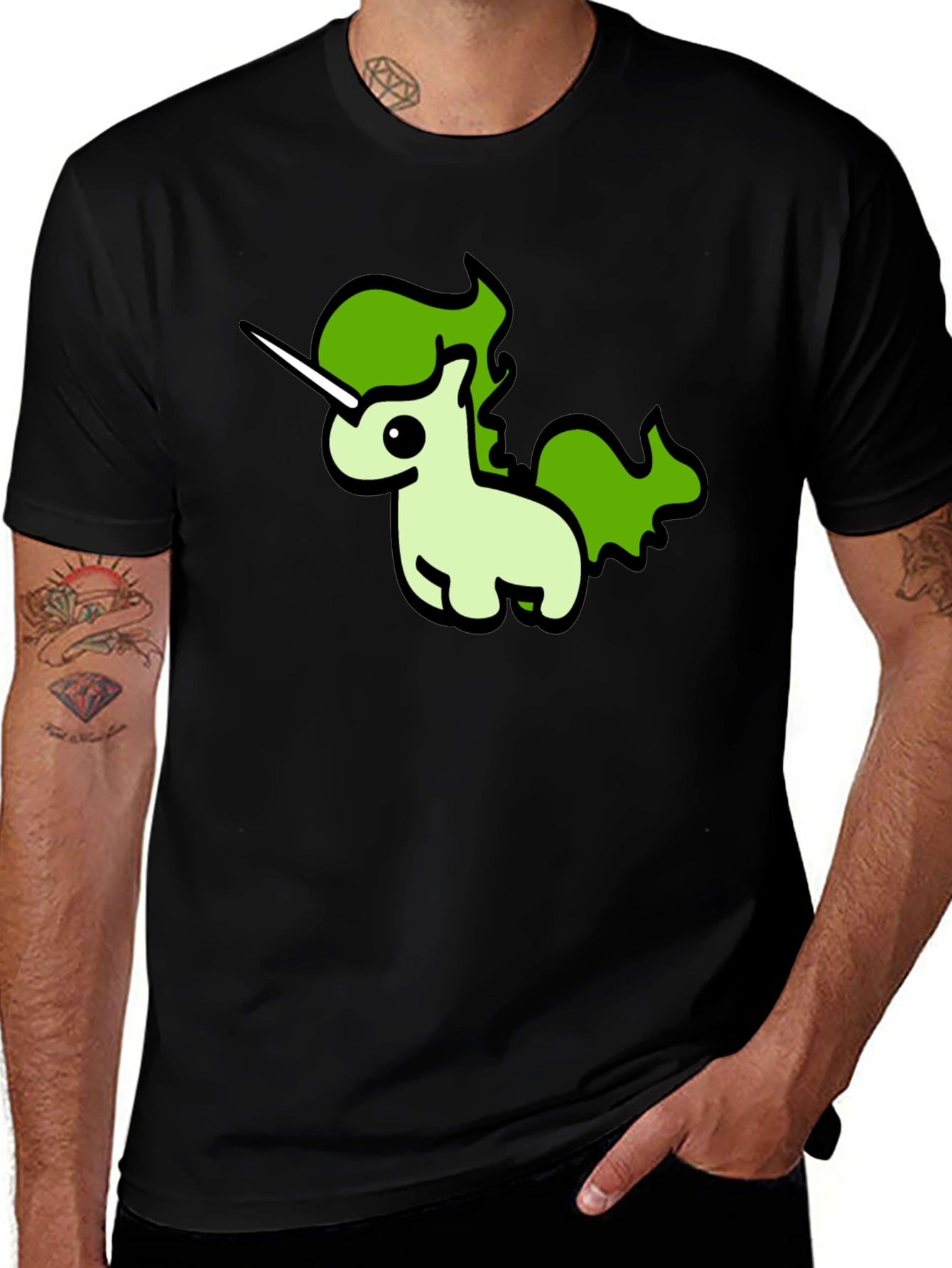 Black Unicorn Graphic Tee - Black Cotton T-Shirt main image
