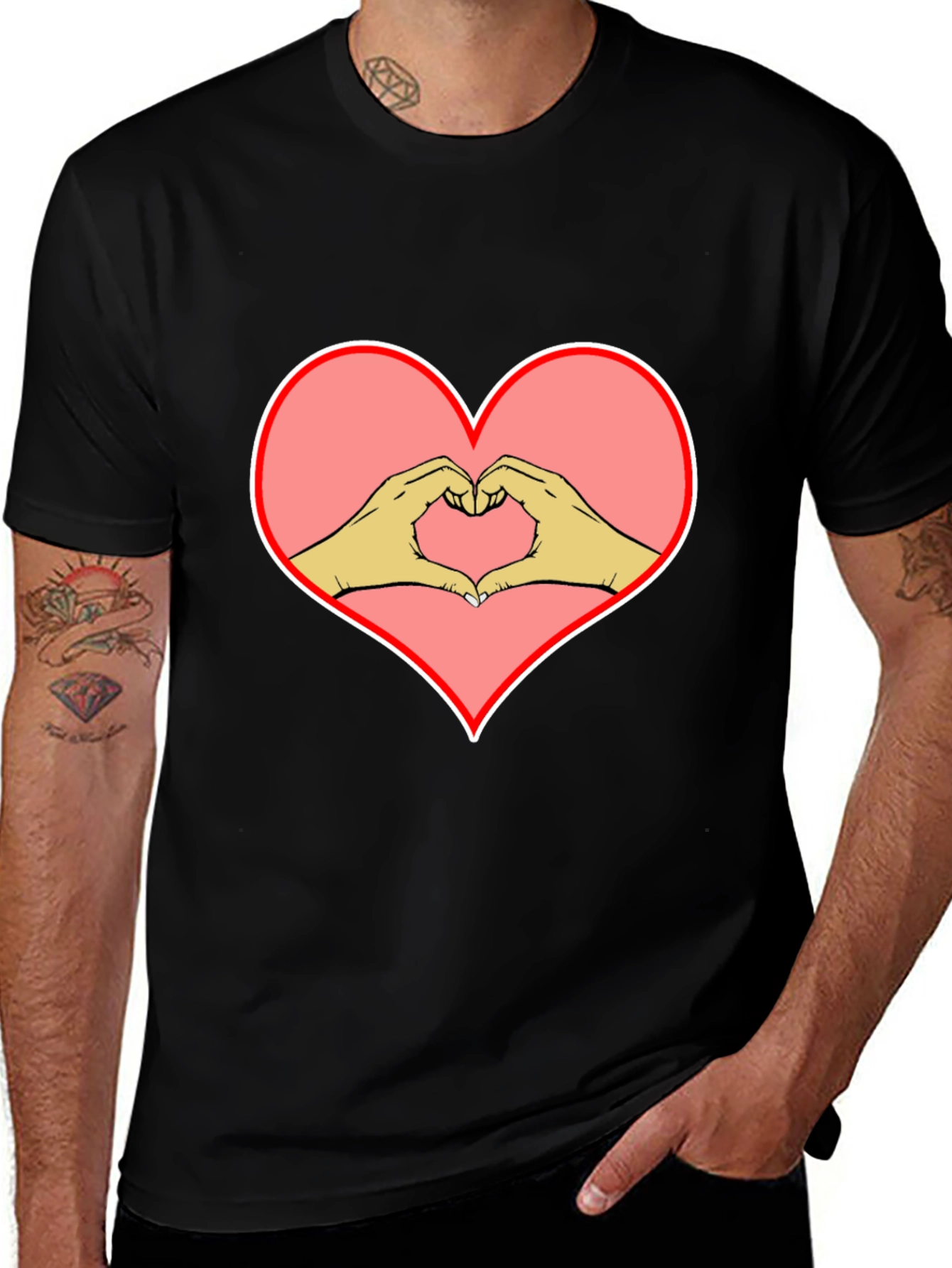 Variant 25 of Heart Hands Graphic Black Tee