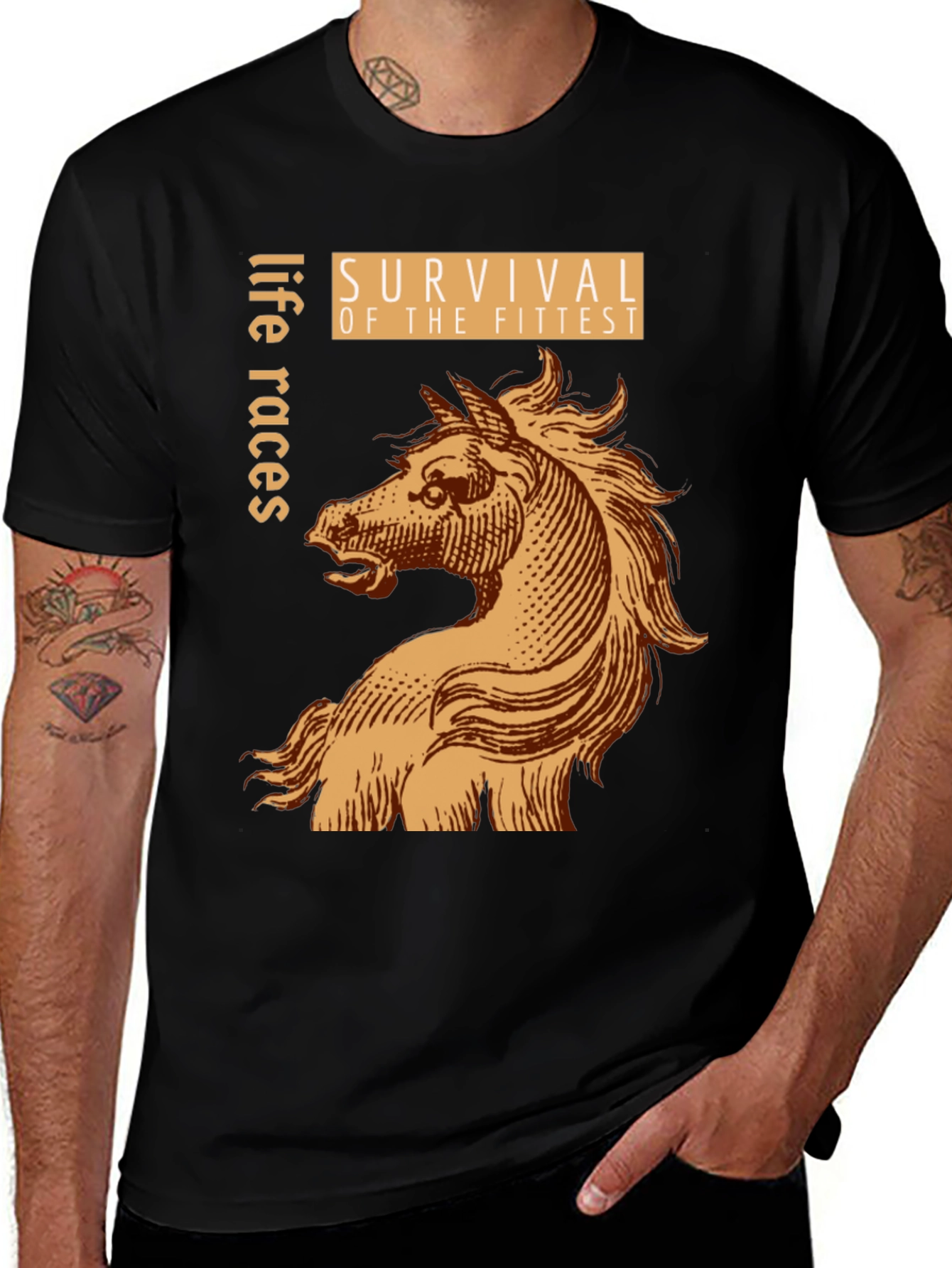 Variant 22 of Survival of the Fittest Graphic Tee - Life Races Design