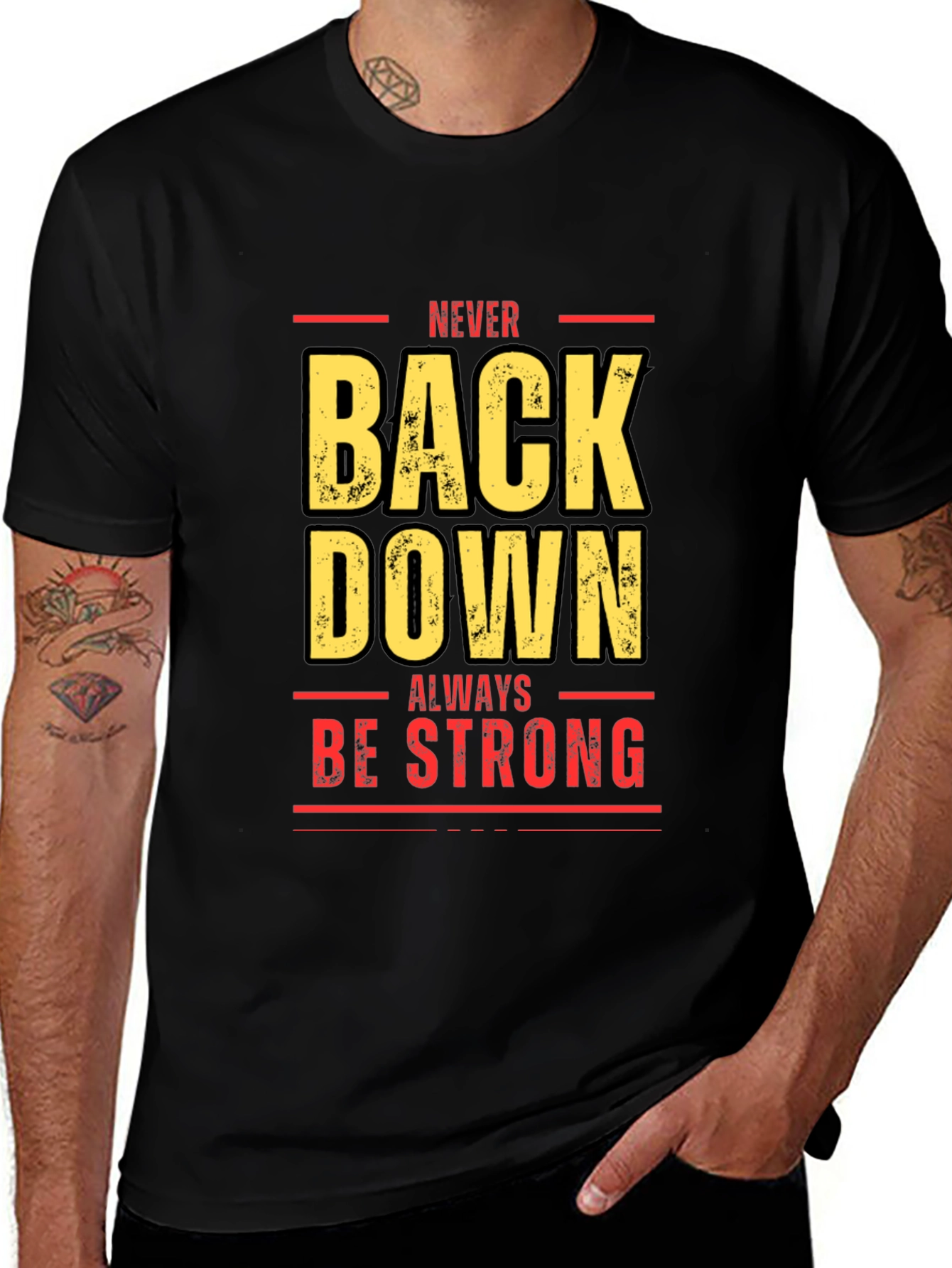 Variant 9 of Never Back Down Black Graphic Tee