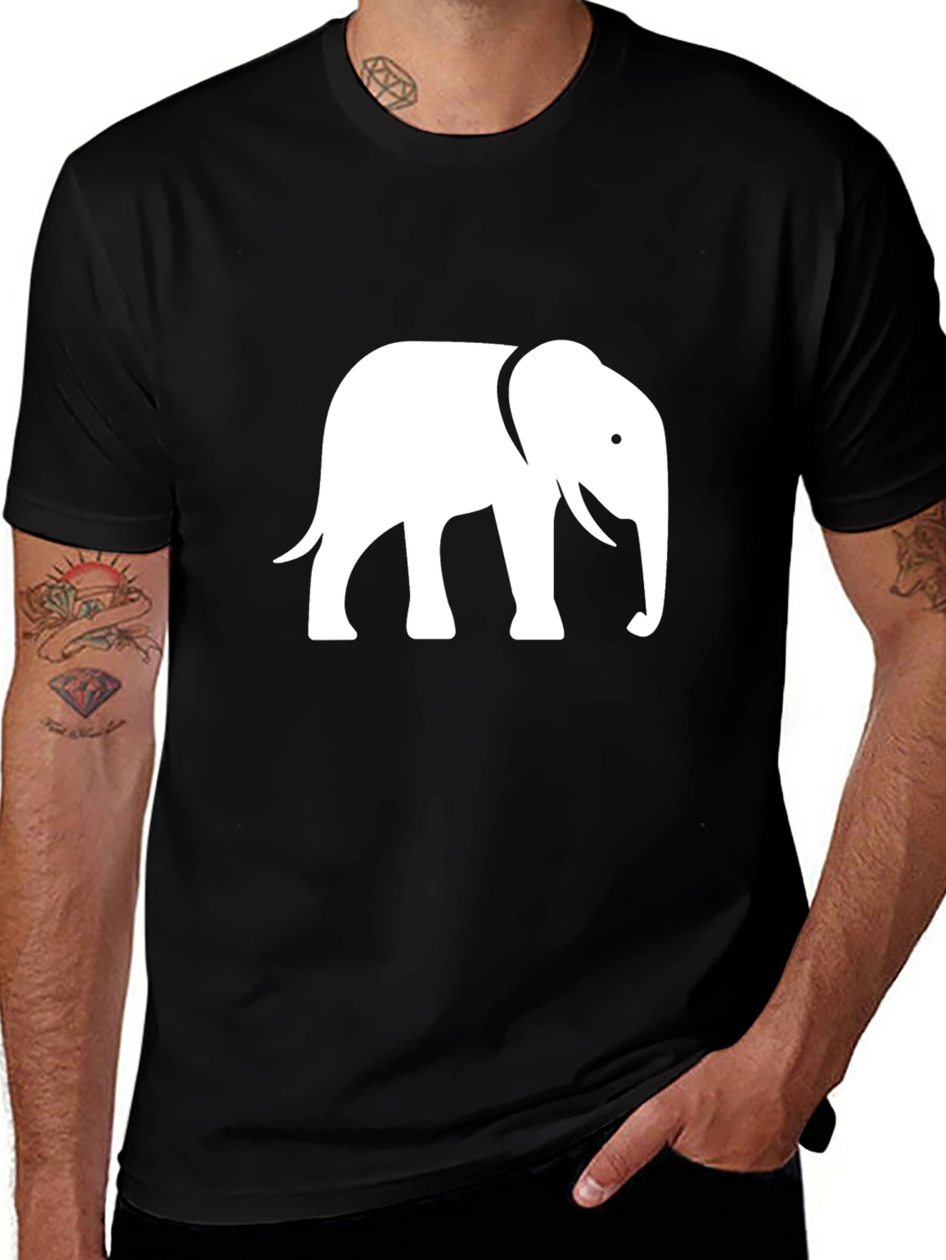 Variant 5 of Elephant Graphic Print T-Shirt - Black