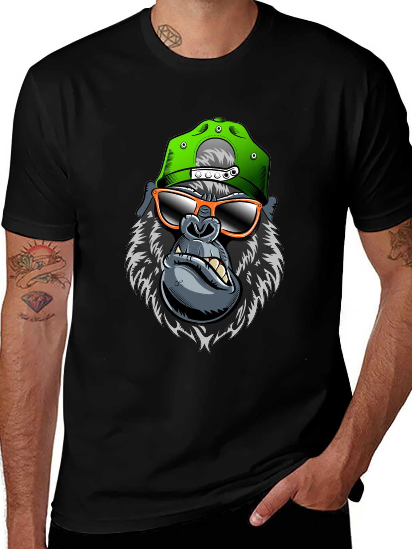 Black Cool Gorilla Graphic Tee main image