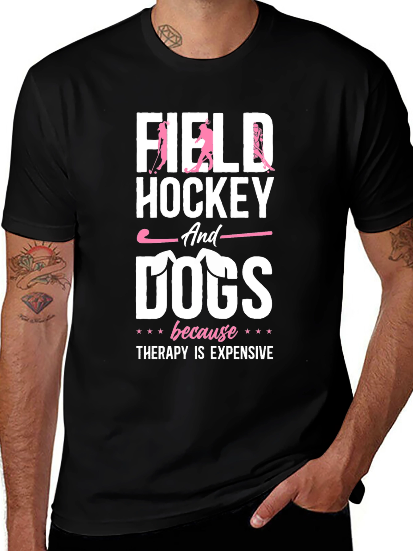 Variant 24 of Field Hockey and Dogs Graphic Tee