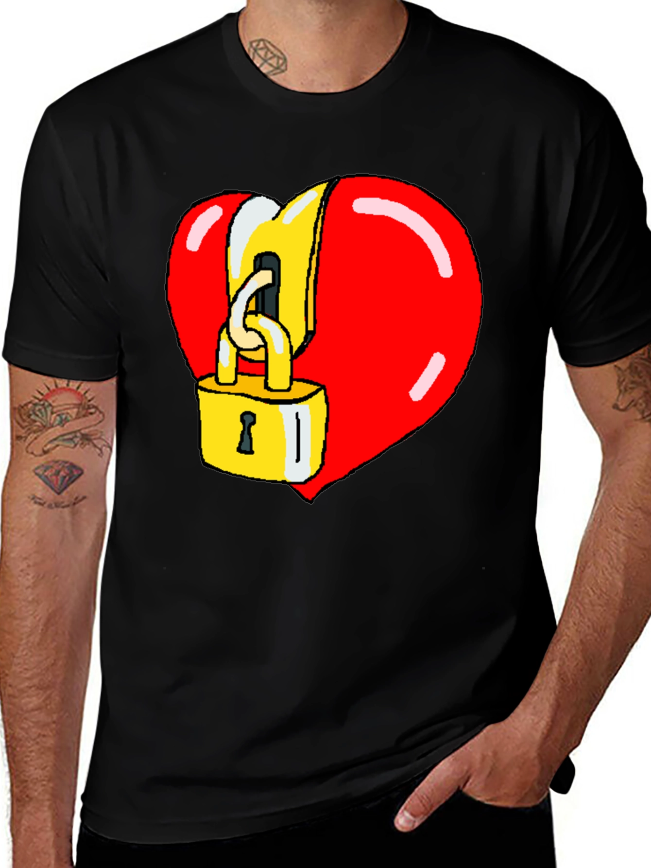 Variant 2 of Heart Lock Graphic Tee - Cool Novelty Design