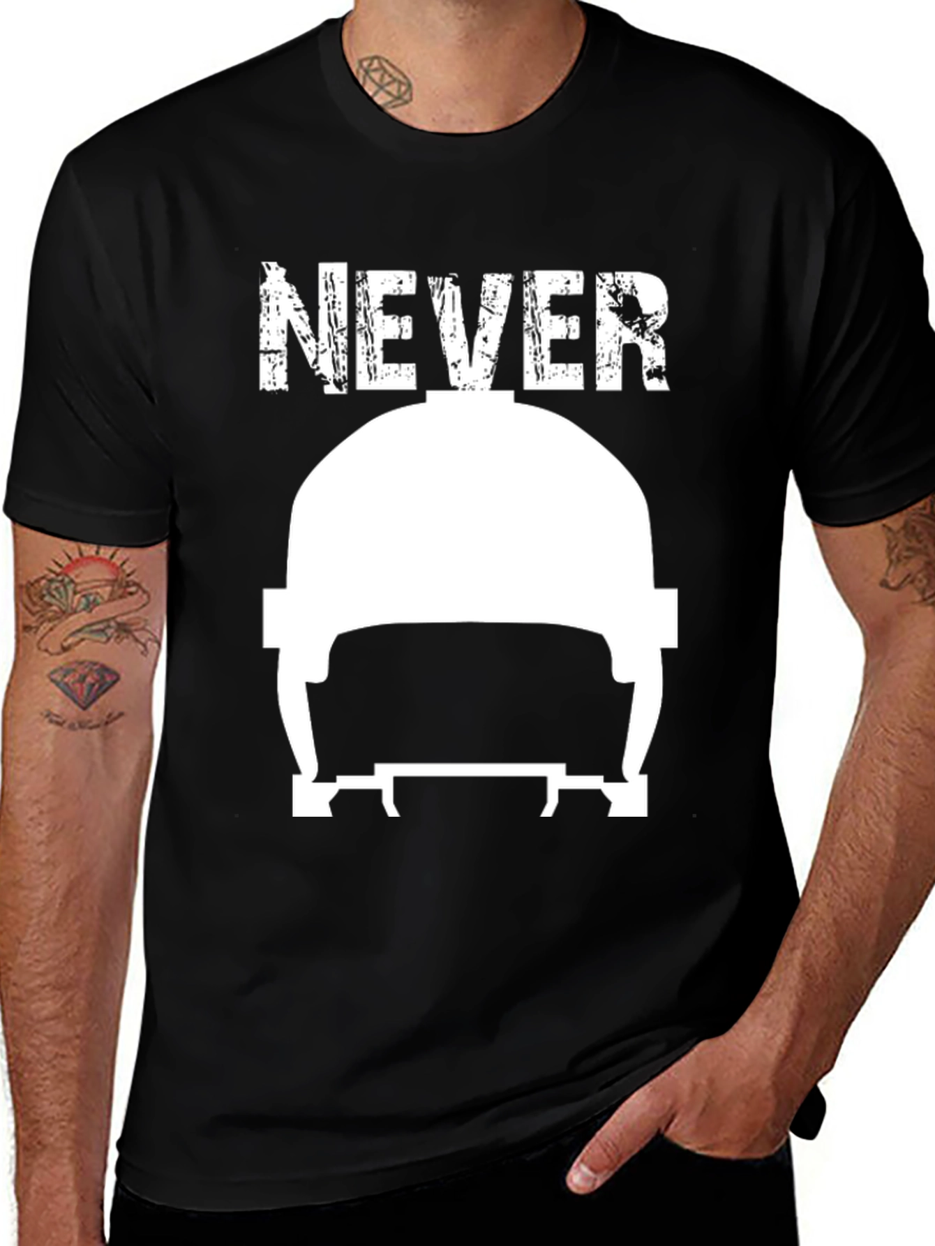 Variant 28 of Never Give Up T-Shirt: Graphic Helmet Tee