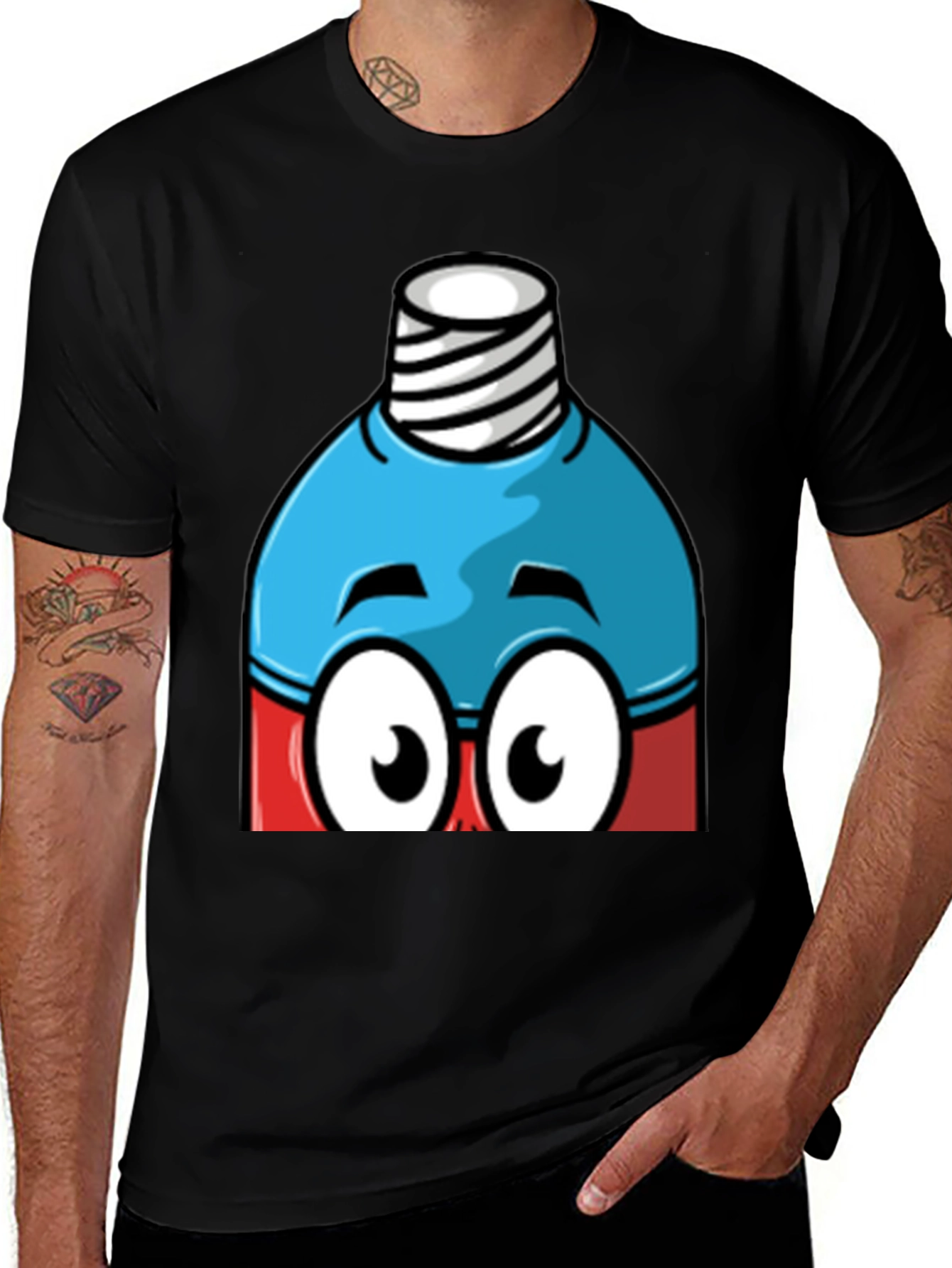 Variant 22 of Cartoon Character Graphic Tee - Black