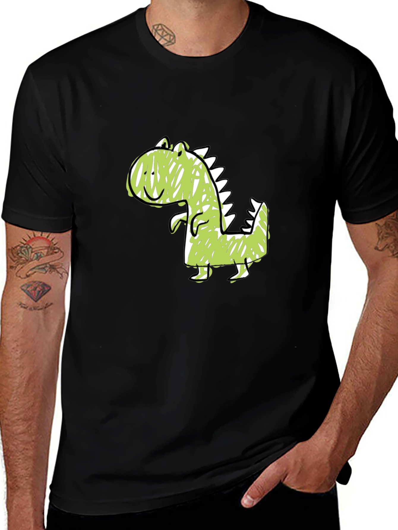 Variant 30 of Cute Dinosaur Graphic Tee - Soft Cotton Black T-Shirt