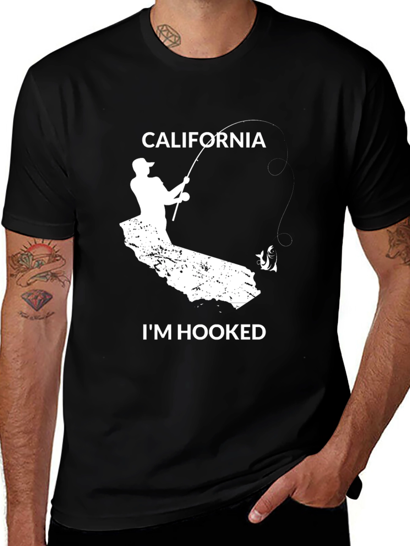 Variant 5 of California Fishing T-Shirt - I'm Hooked Graphic Tee