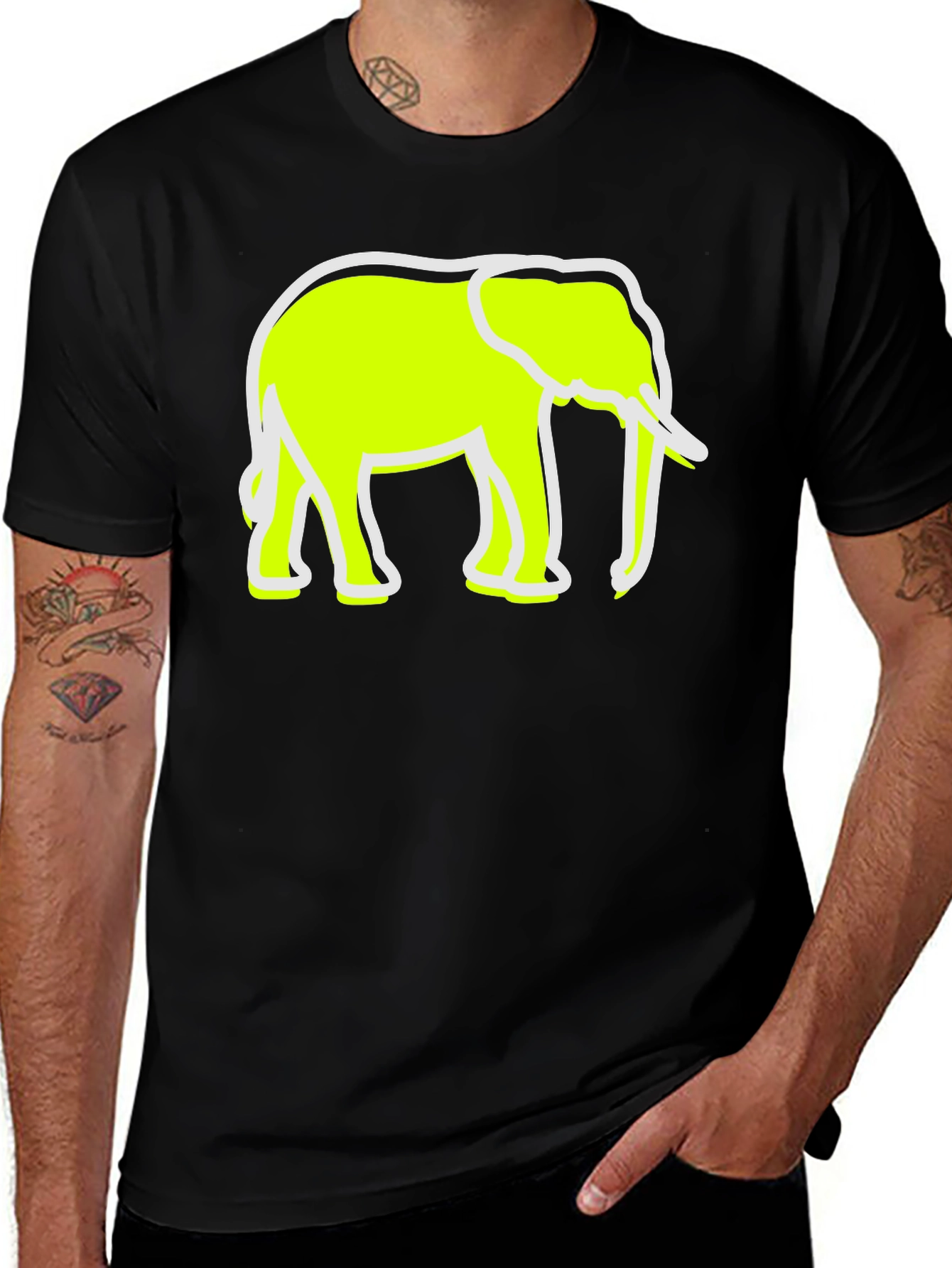 Variant 5 of Elephant Graphic Tee - Black Casual Shirt