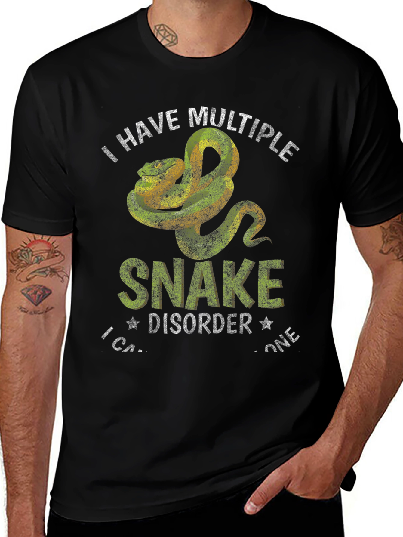 Variant 6 of Multiple Snake Disorder Black Graphic Tee