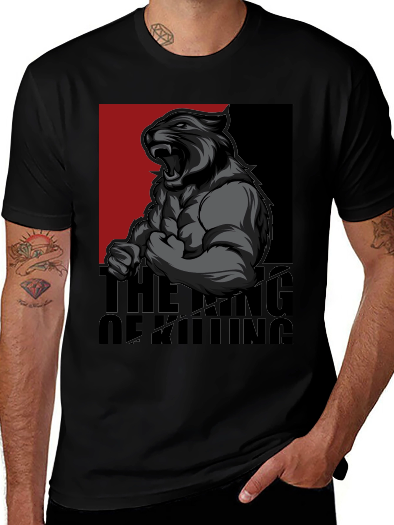 Variant 23 of King of Killing Panther Graphic T-Shirt - Black