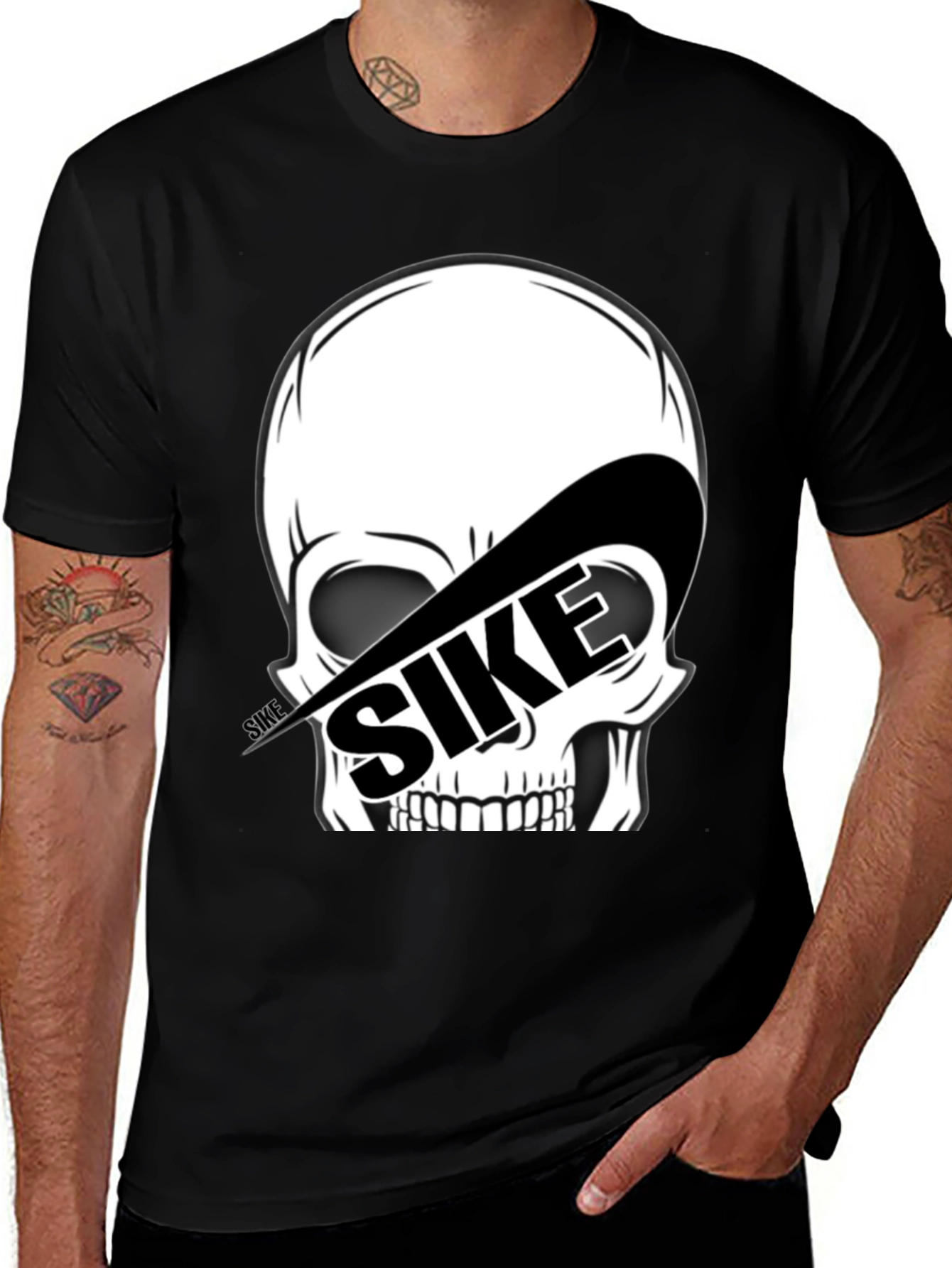 Variant 20 of SIKE Skull Graphic Tee - Black