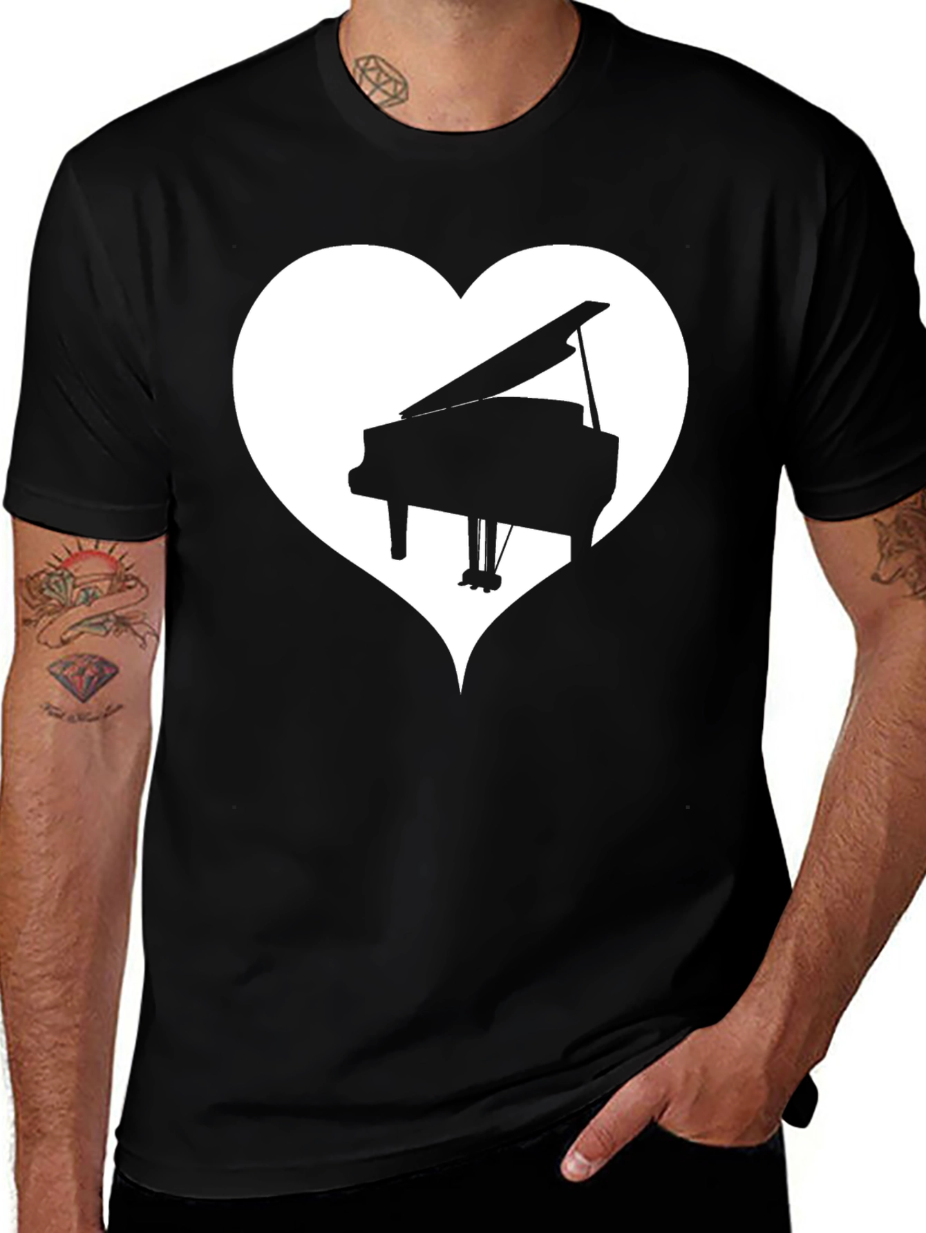 Variant 13 of Piano Heart T-Shirt - Music Lover Tee