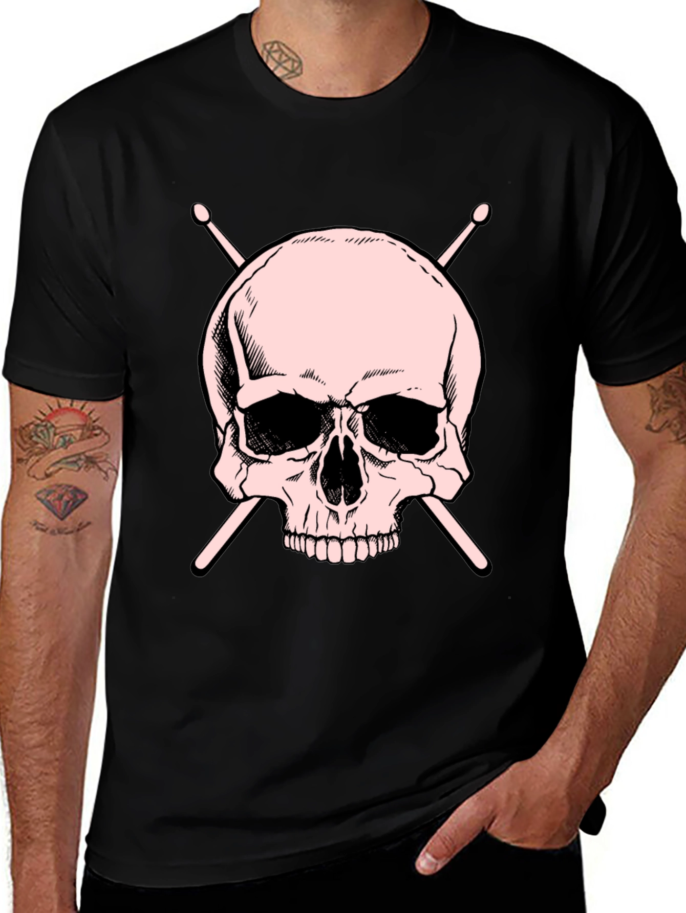 Variant 10 of Skull and Drumsticks Graphic T-Shirt