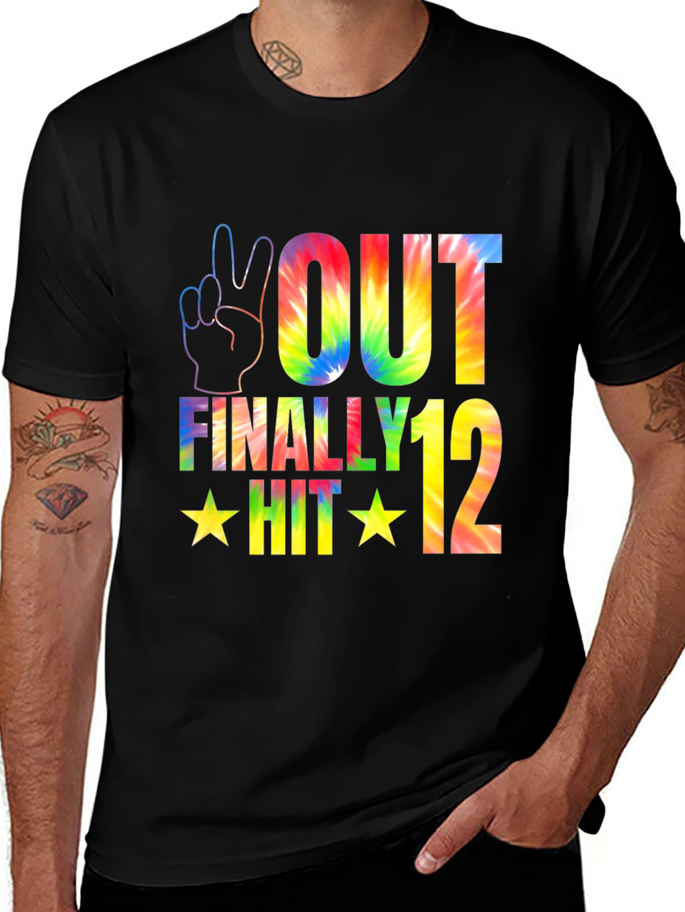 Variant 10 of Peace Out Finally Hit 12 Tie-Dye Birthday T-Shirt