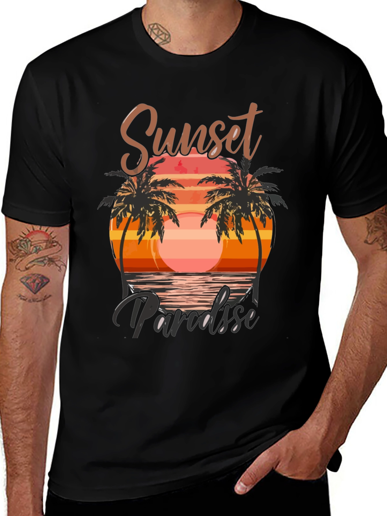 Variant 27 of Sunset Paradise Graphic T-Shirt - Tropical Design