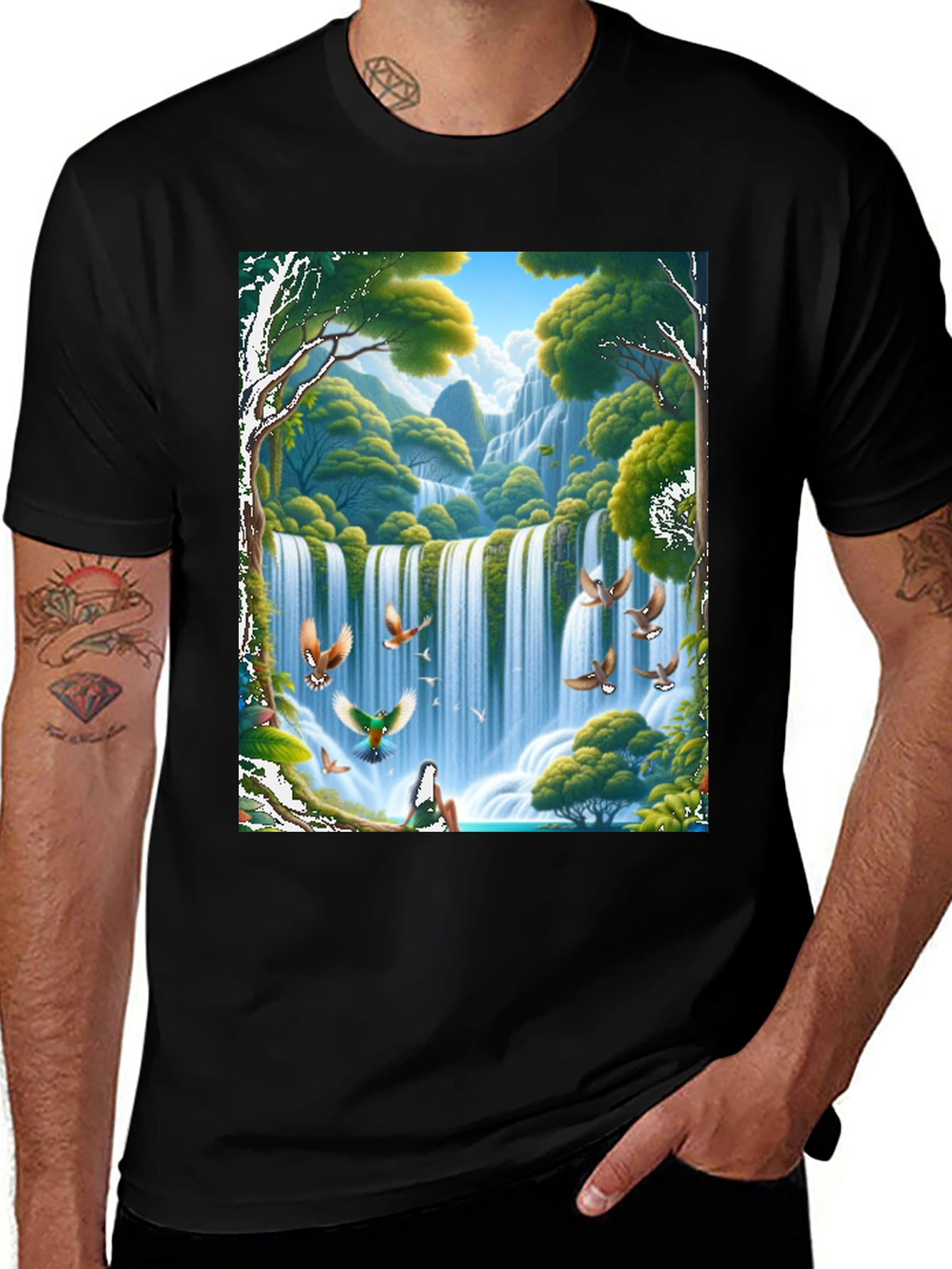 Waterfall Scene Graphic Tee