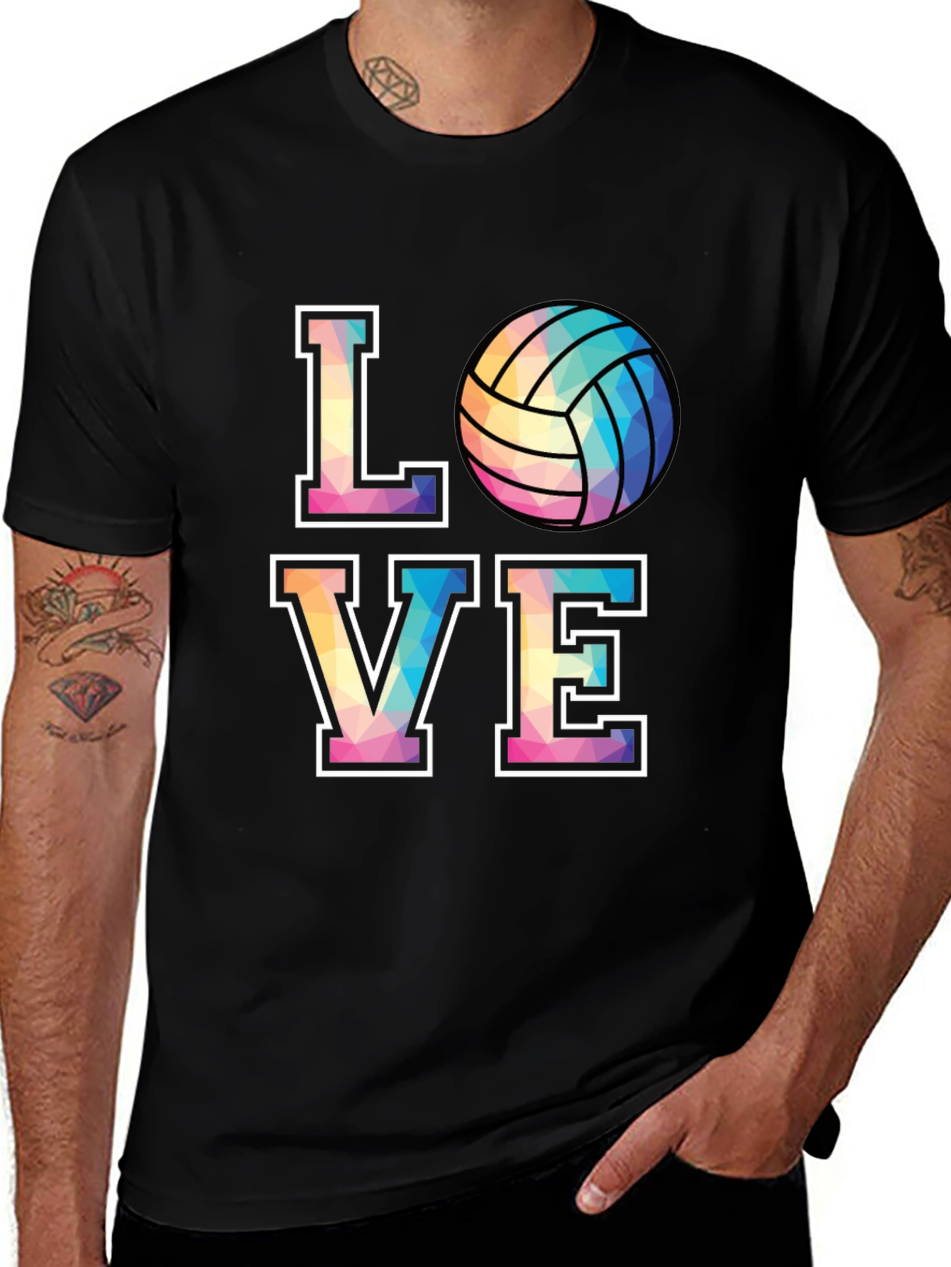 Variant 24 of LOVE Volleyball Graphic Tee - Black Cotton T-Shirt