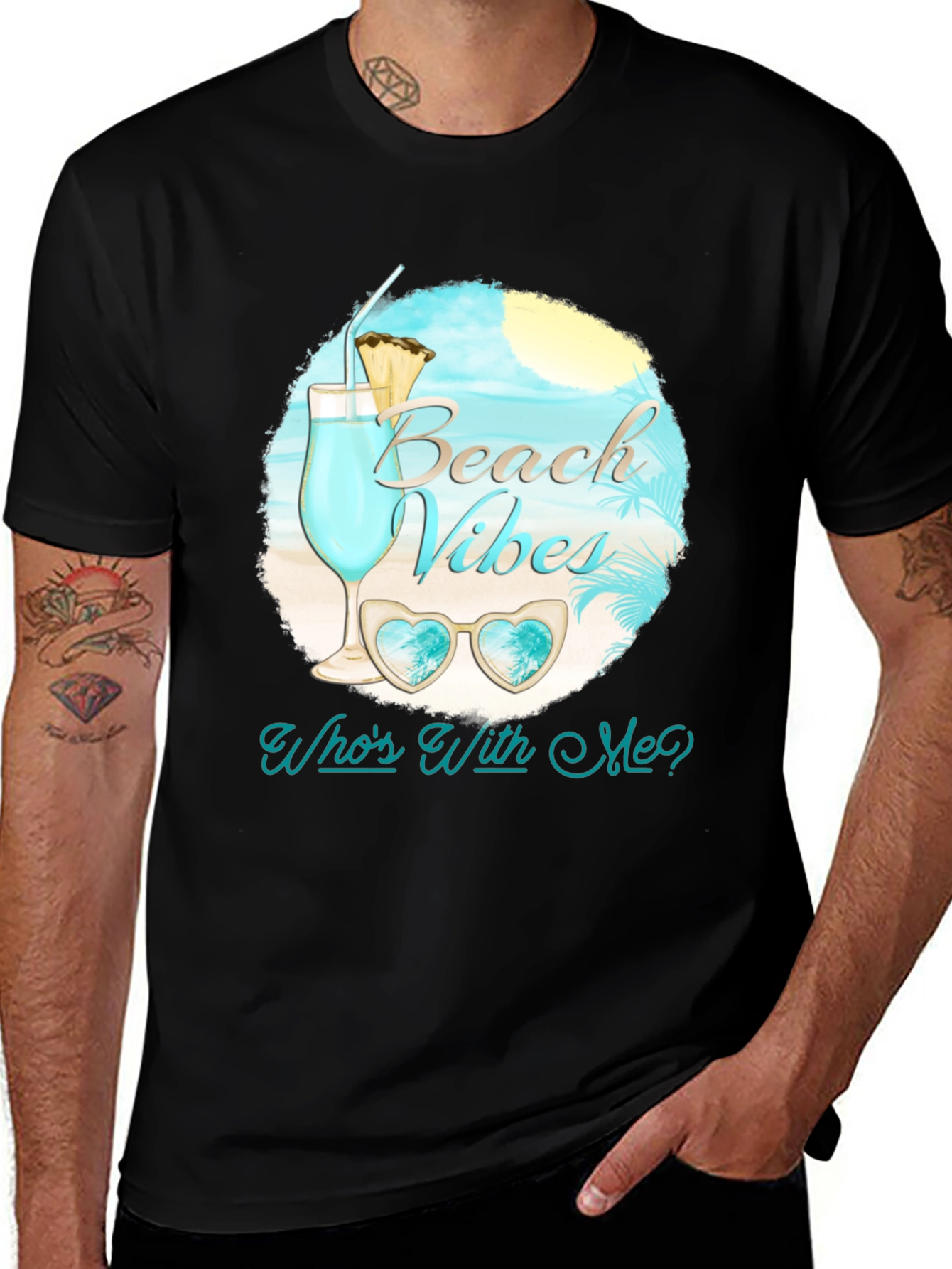 Black Beach Vibes Graphic Tee - Summer Ready! main image