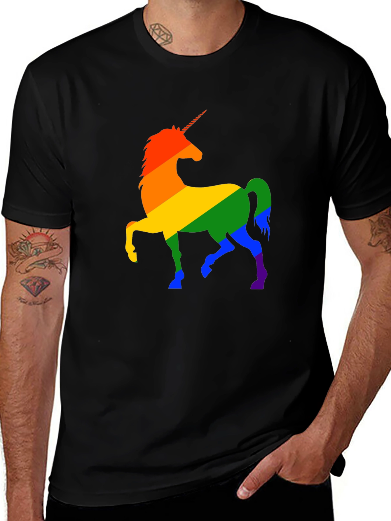 Variant 21 of Rainbow Unicorn Graphic Tee - Black