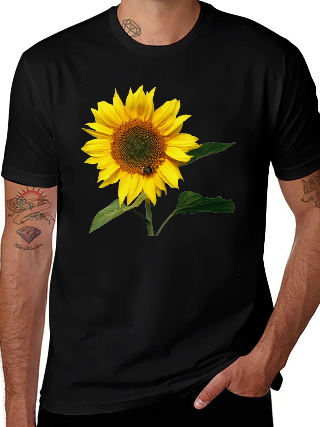 Variant 8 of Sunflower Graphic Tee - Black Cotton T-Shirt