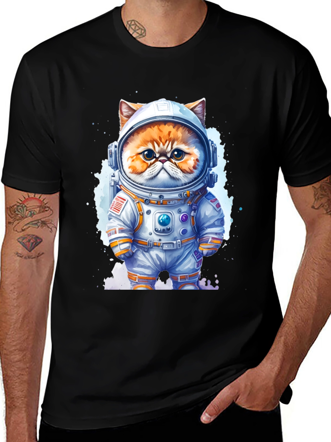 Variant 7 of Astronaut Cat Graphic Tee - Space Kitten T-Shirt
