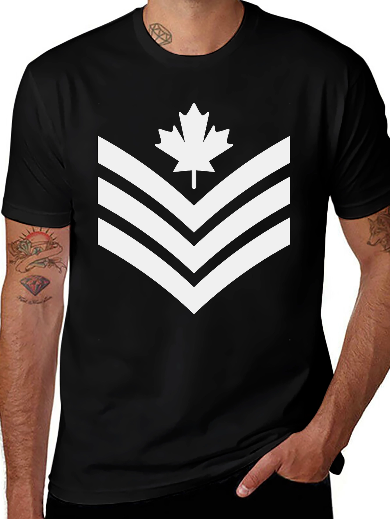 Canadian Maple Leaf Rank T-Shirt - Black