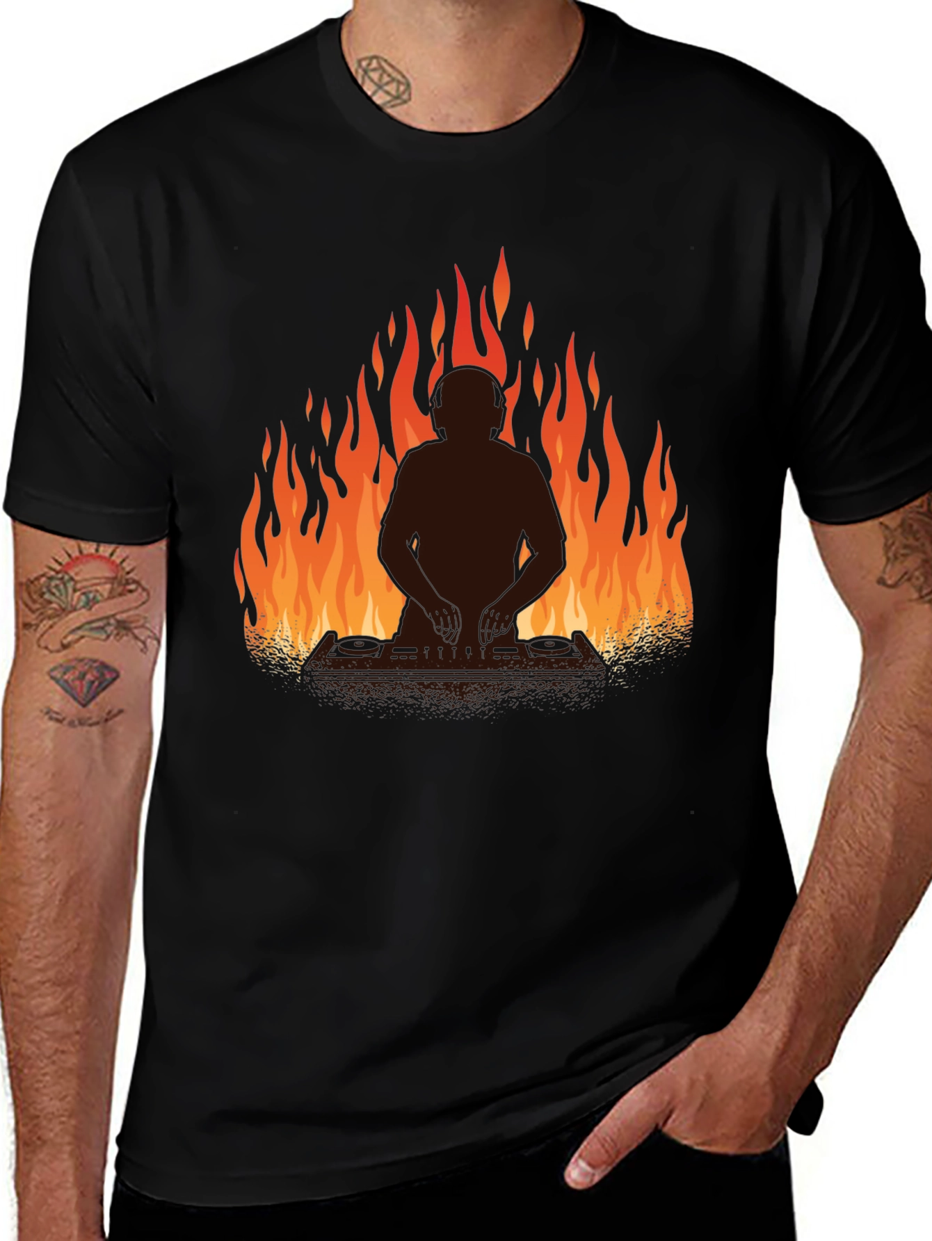 Variant 28 of Fiery DJ Silhouette Graphic T-Shirt