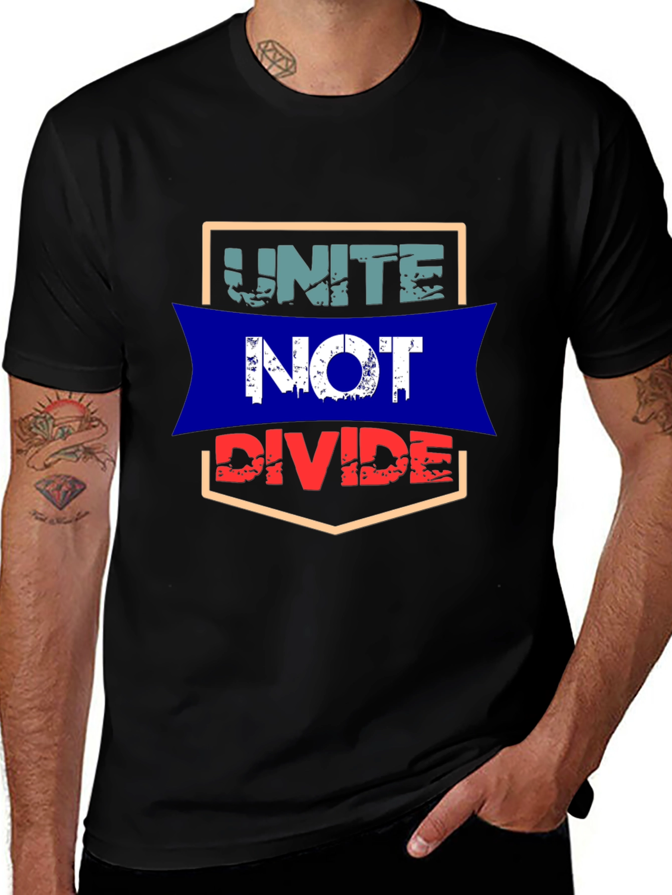Variant 24 of Unite Not Divide Graphic Tee - Men's Black T-Shirt