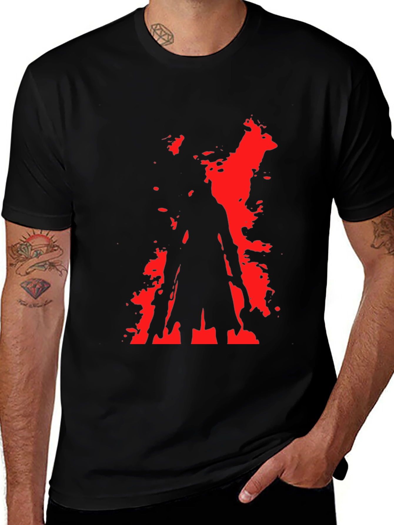 Variant 22 of Red Splash Graphic Black T-Shirt