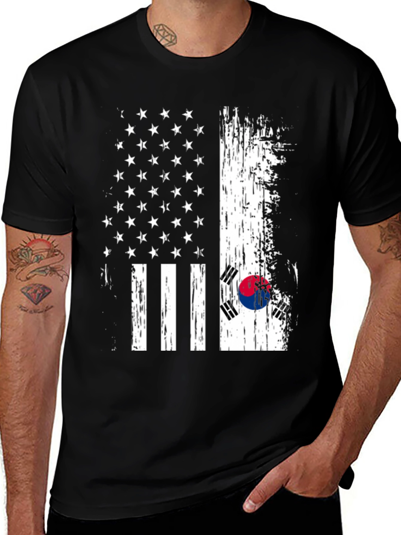 Variant 13 of USA South Korea Flag Graphic T-Shirt