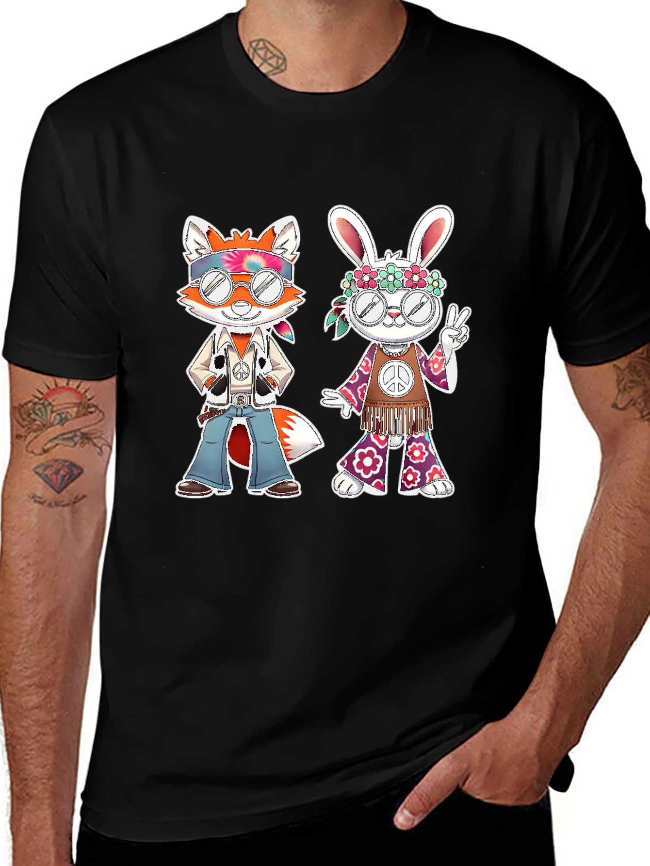 Variant 8 of Hippie Fox & Rabbit Graphic Tee