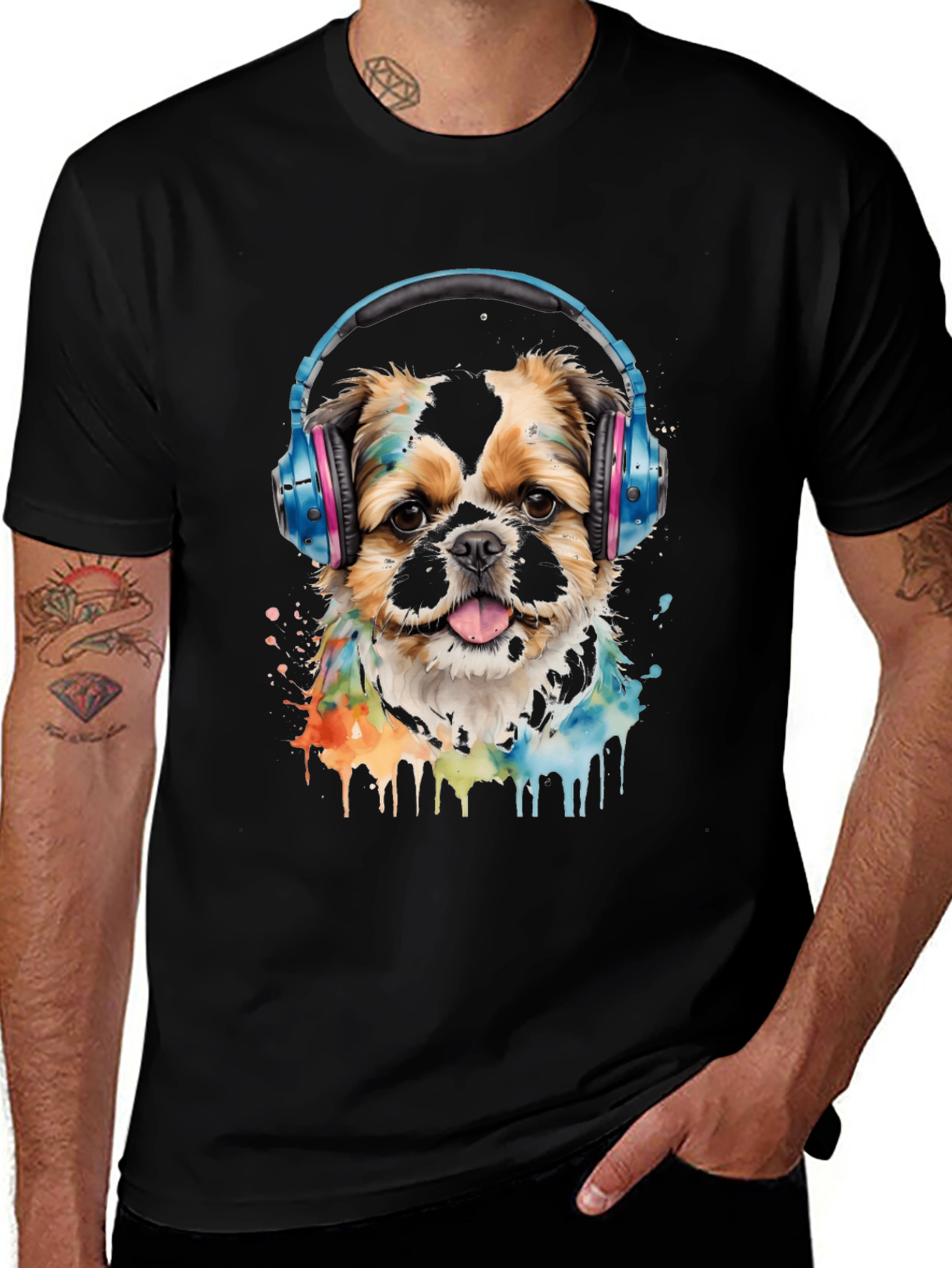 Variant 3 of Dog with Headphones Graphic Tee